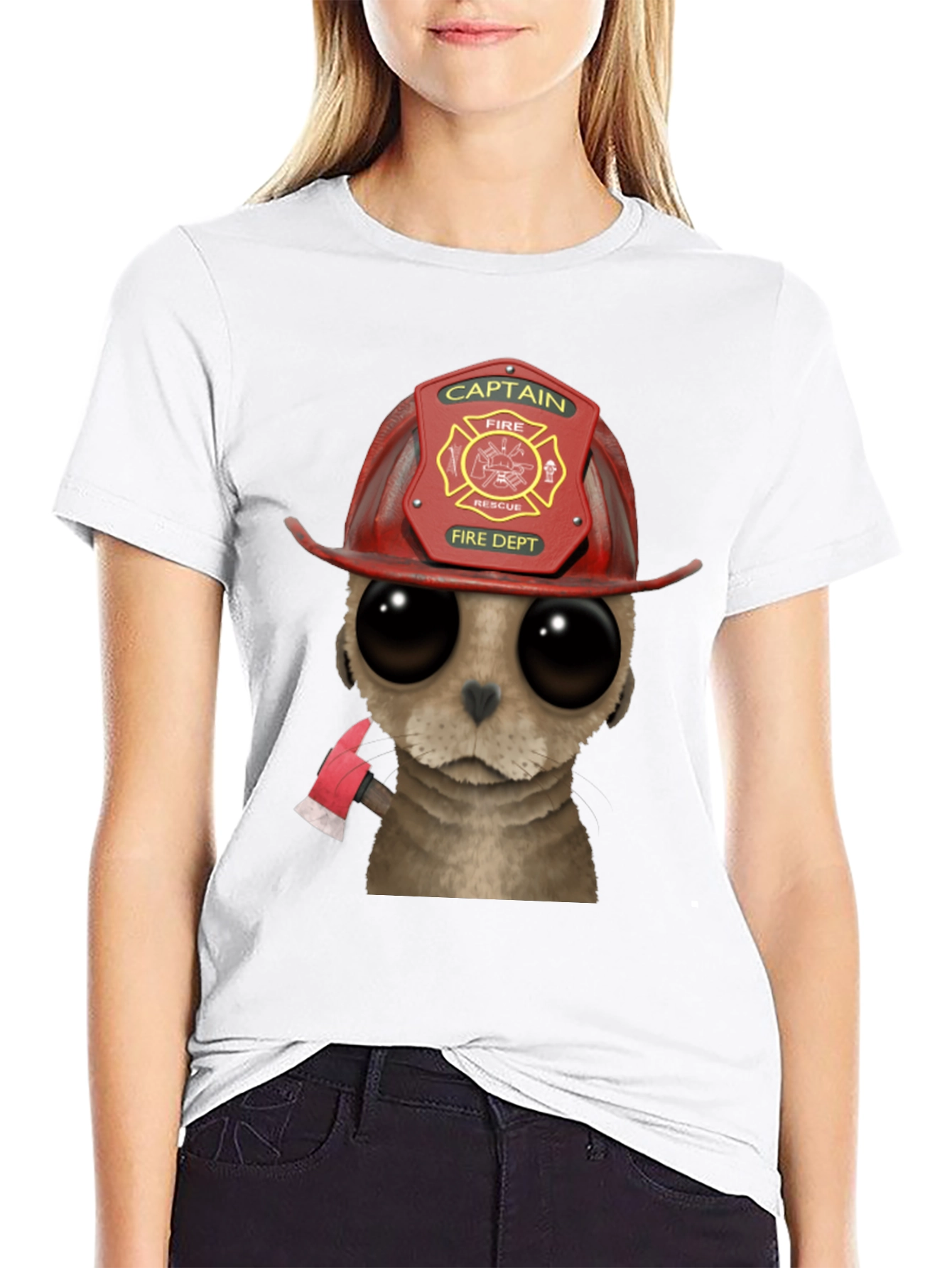 Firefighter Meerkat T-Shirt - Cute Cartoon Animal Design
