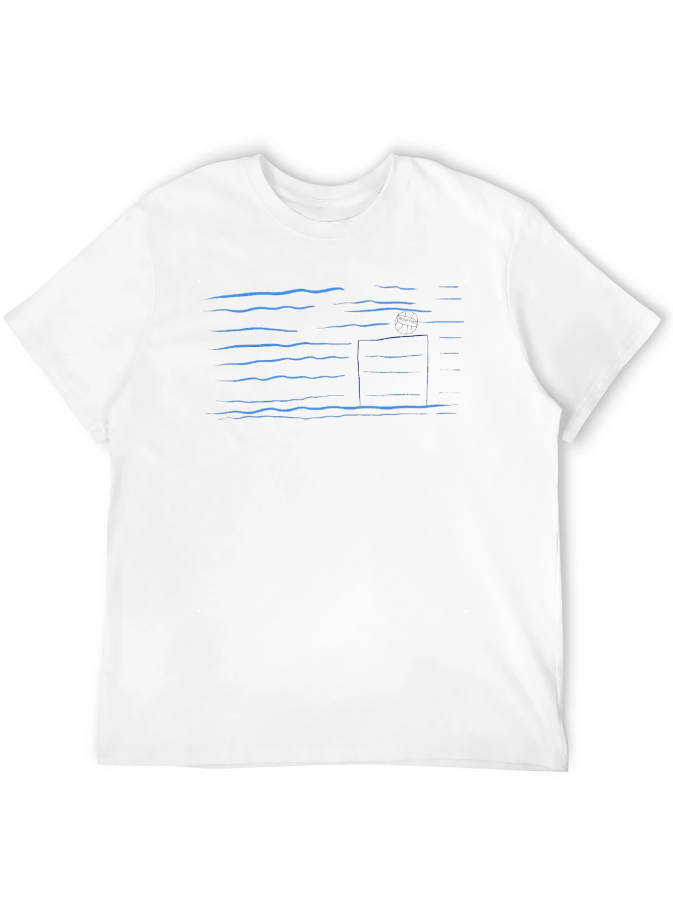 Abstract Blue Line Pattern Black T-Shirt