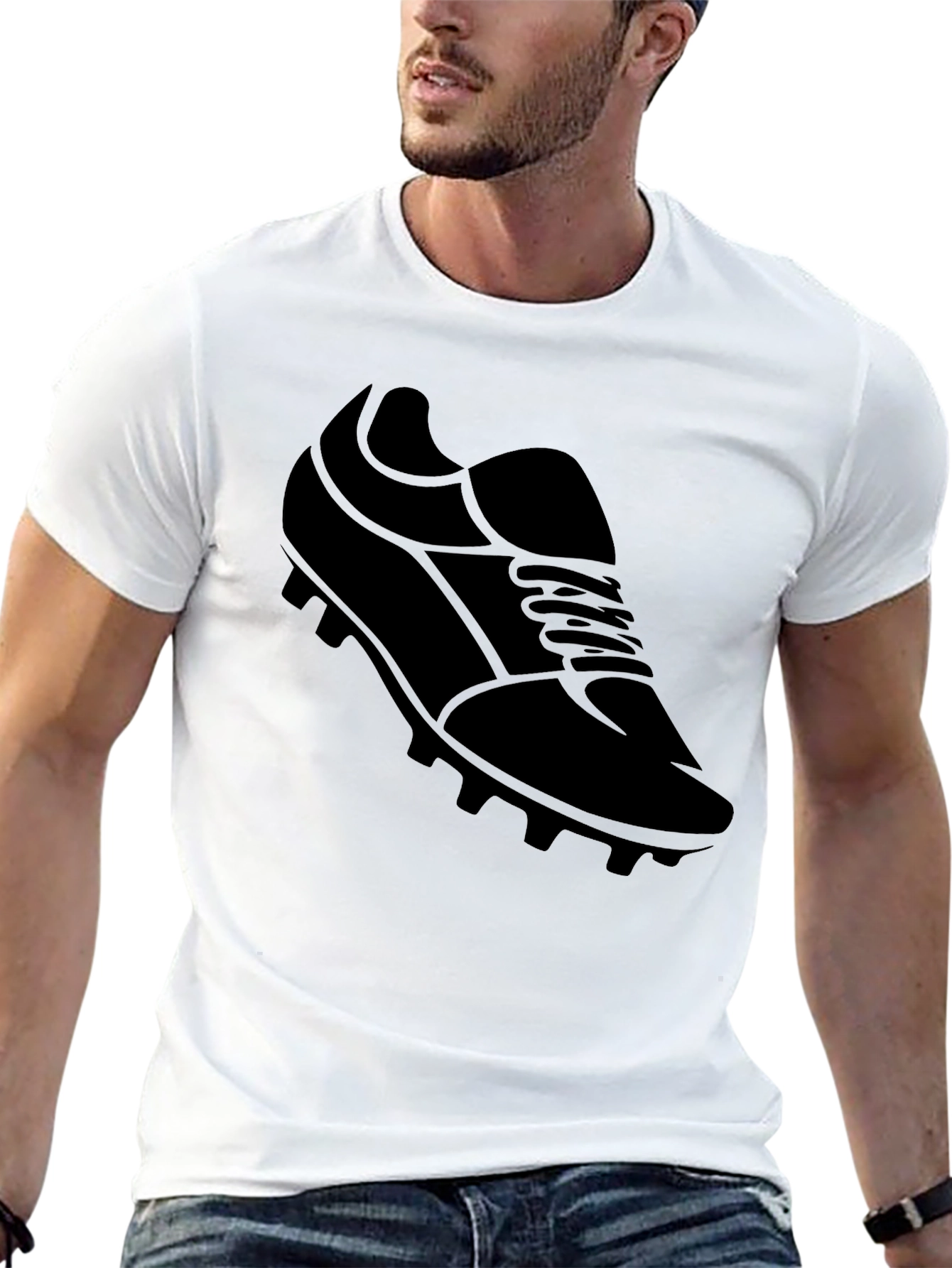Mens Black Soccer Shoe Graphic T-Shirt