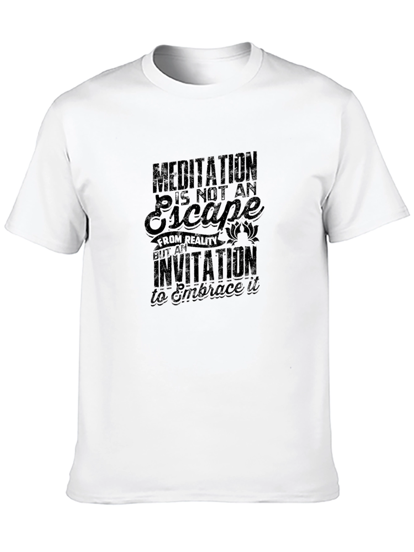 Meditation Invitation Graphic Tee - Black Cotton Comfort