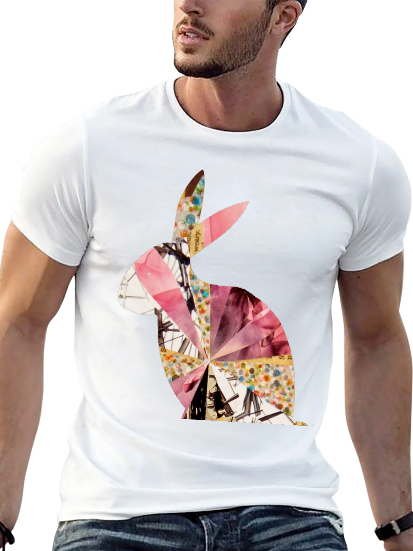 Abstract Rabbit Graphic Tee - Unisex Black T-Shirt