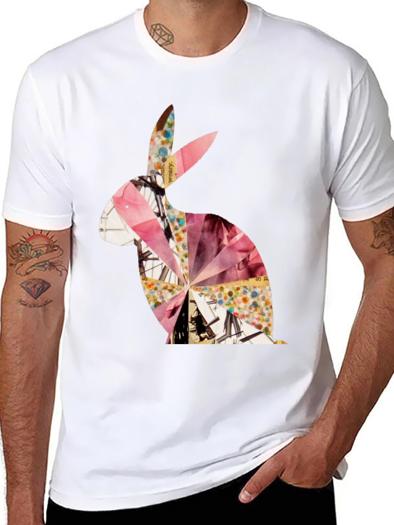 Abstract Rabbit Graphic Tee - Unisex Black T-Shirt