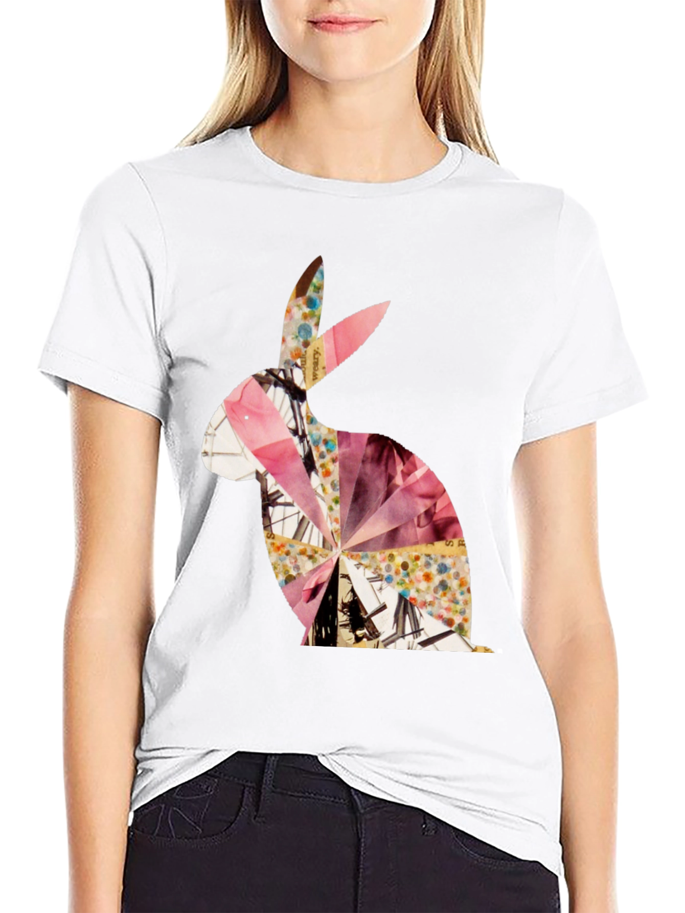 Abstract Rabbit Graphic Tee - Unisex Black T-Shirt