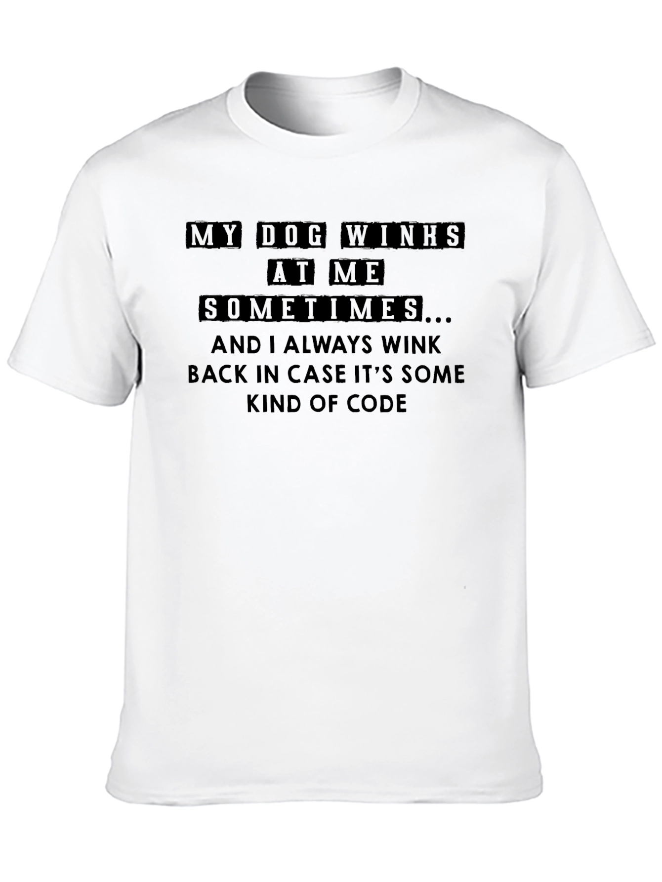 Dog Wink Code Mens T-Shirt - Funny Casual Tee