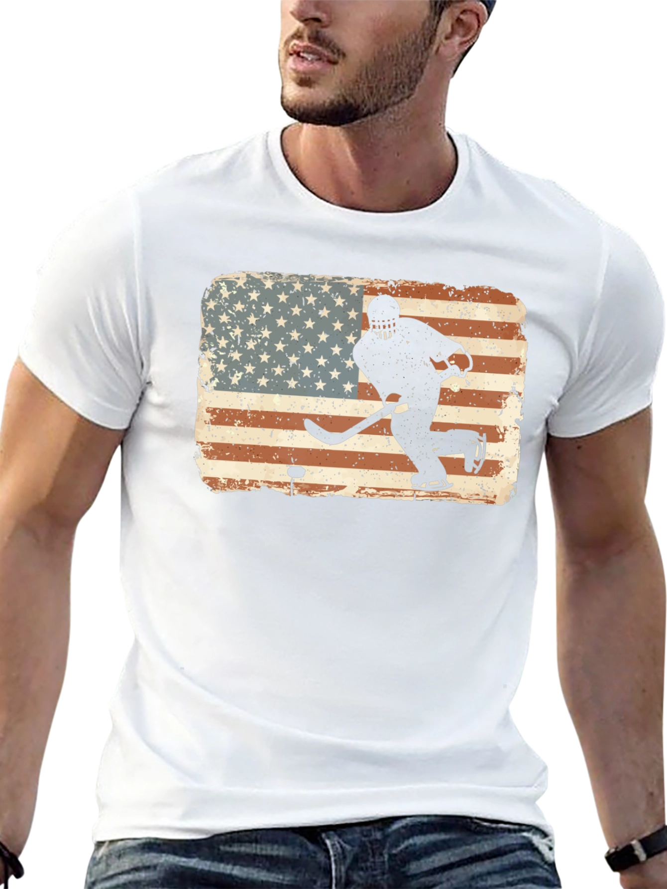 Hockey USA Flag Graphic T-Shirt