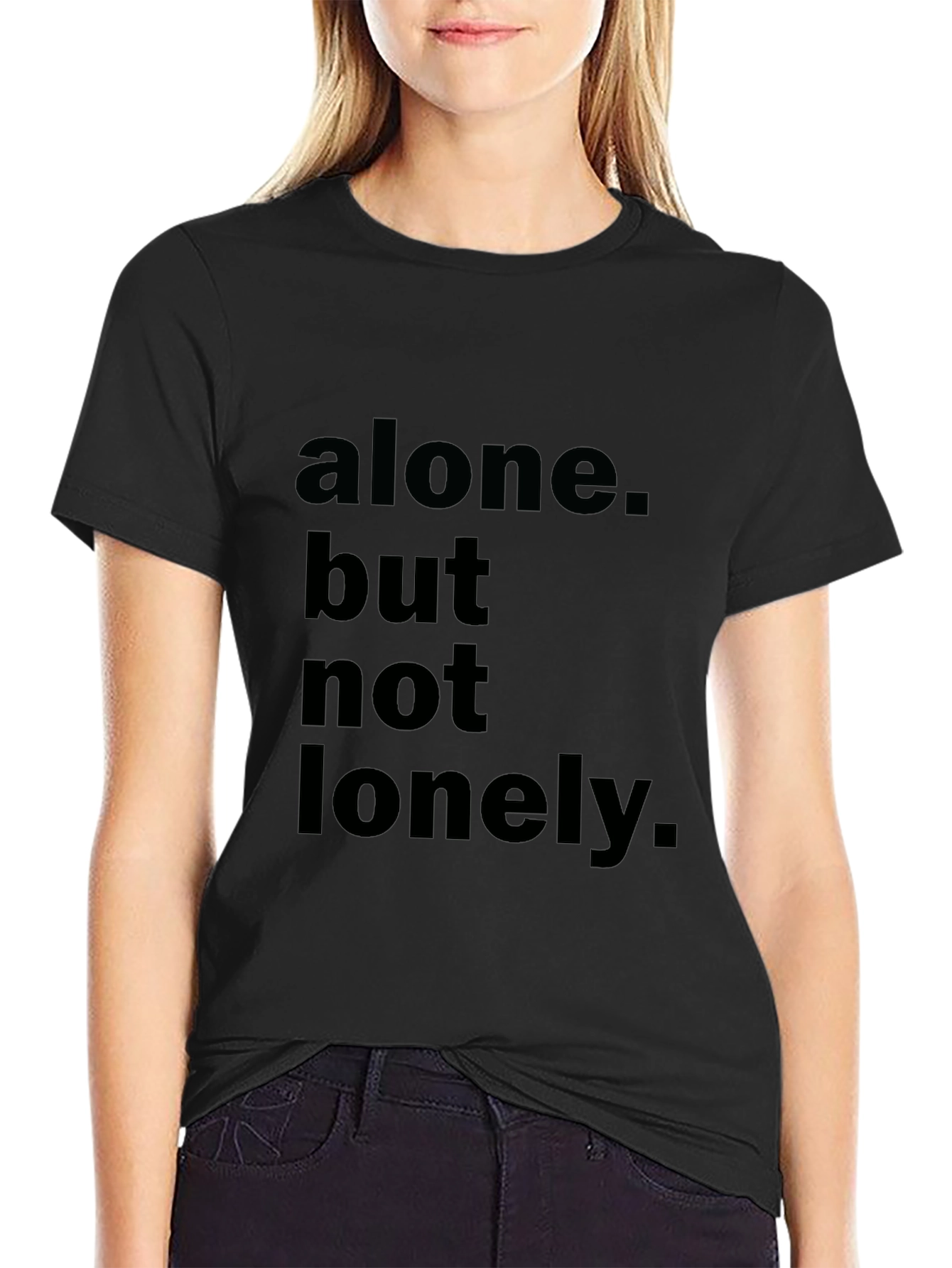 Alone But Not Lonely Black Graphic Tee