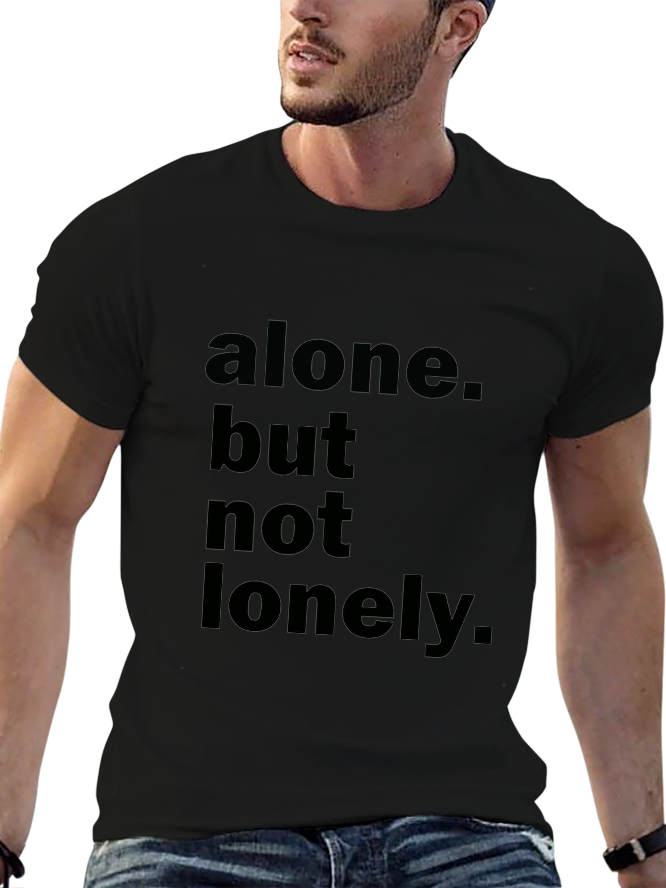 Alone But Not Lonely Black Graphic Tee