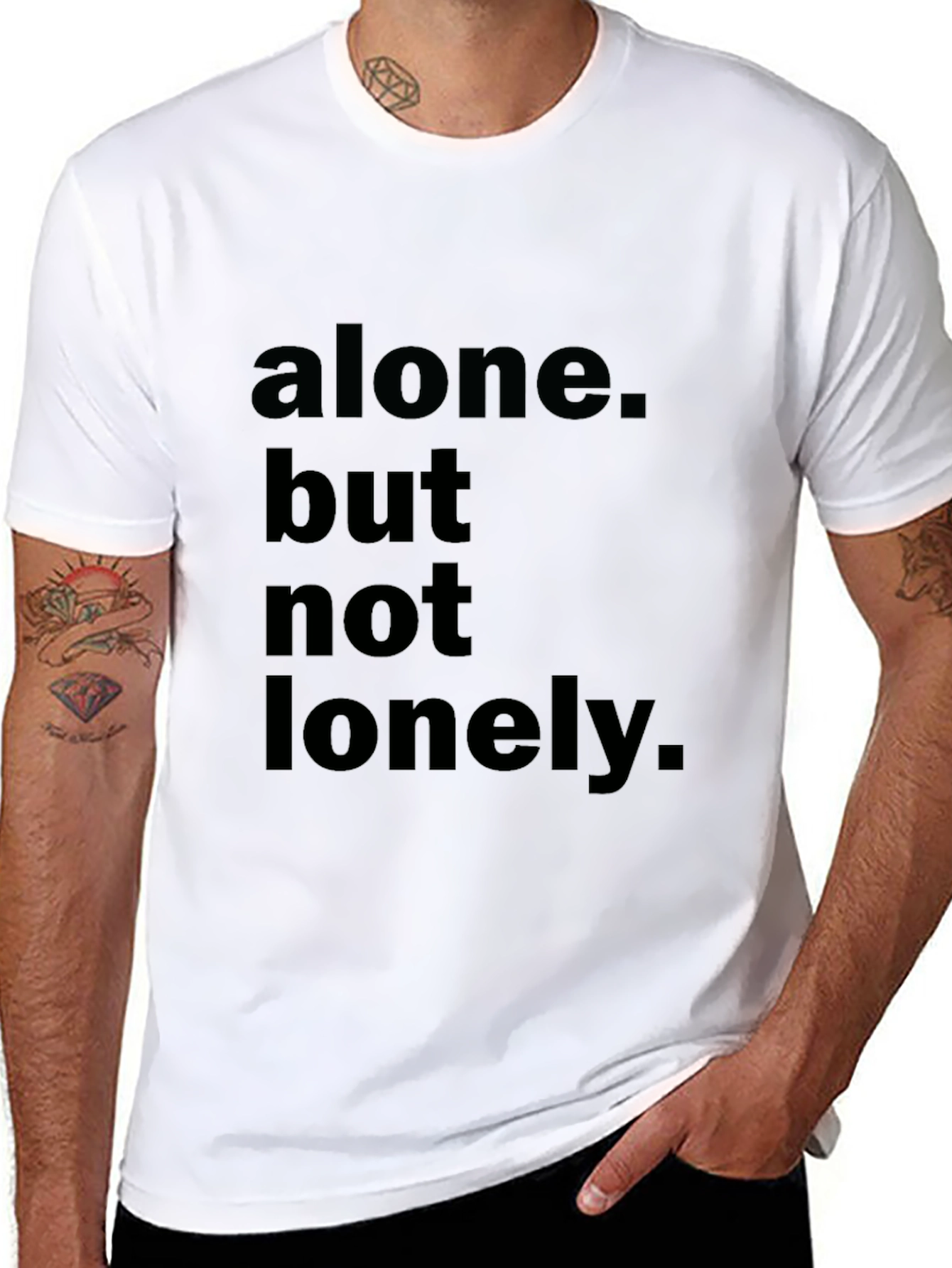 Alone But Not Lonely Black Graphic Tee
