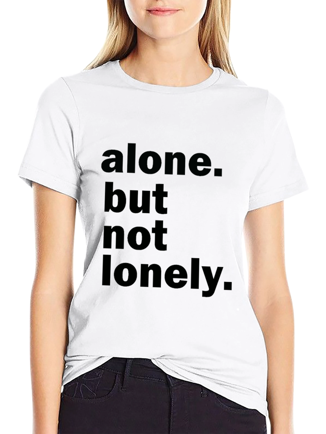 Alone But Not Lonely Black Graphic Tee