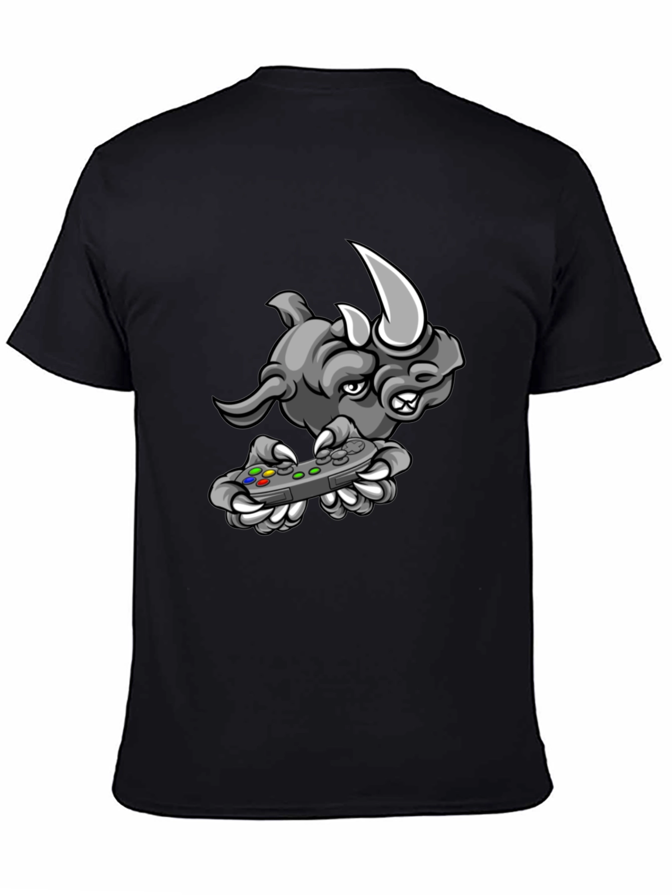 Gamer Rhino Graphic Tee - Black Cotton T-Shirt