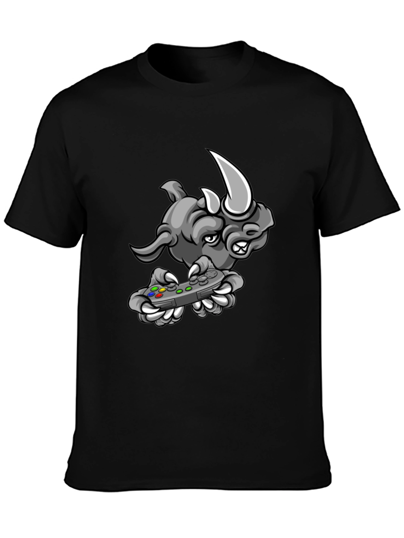 Gamer Rhino Graphic Tee - Black Cotton T-Shirt