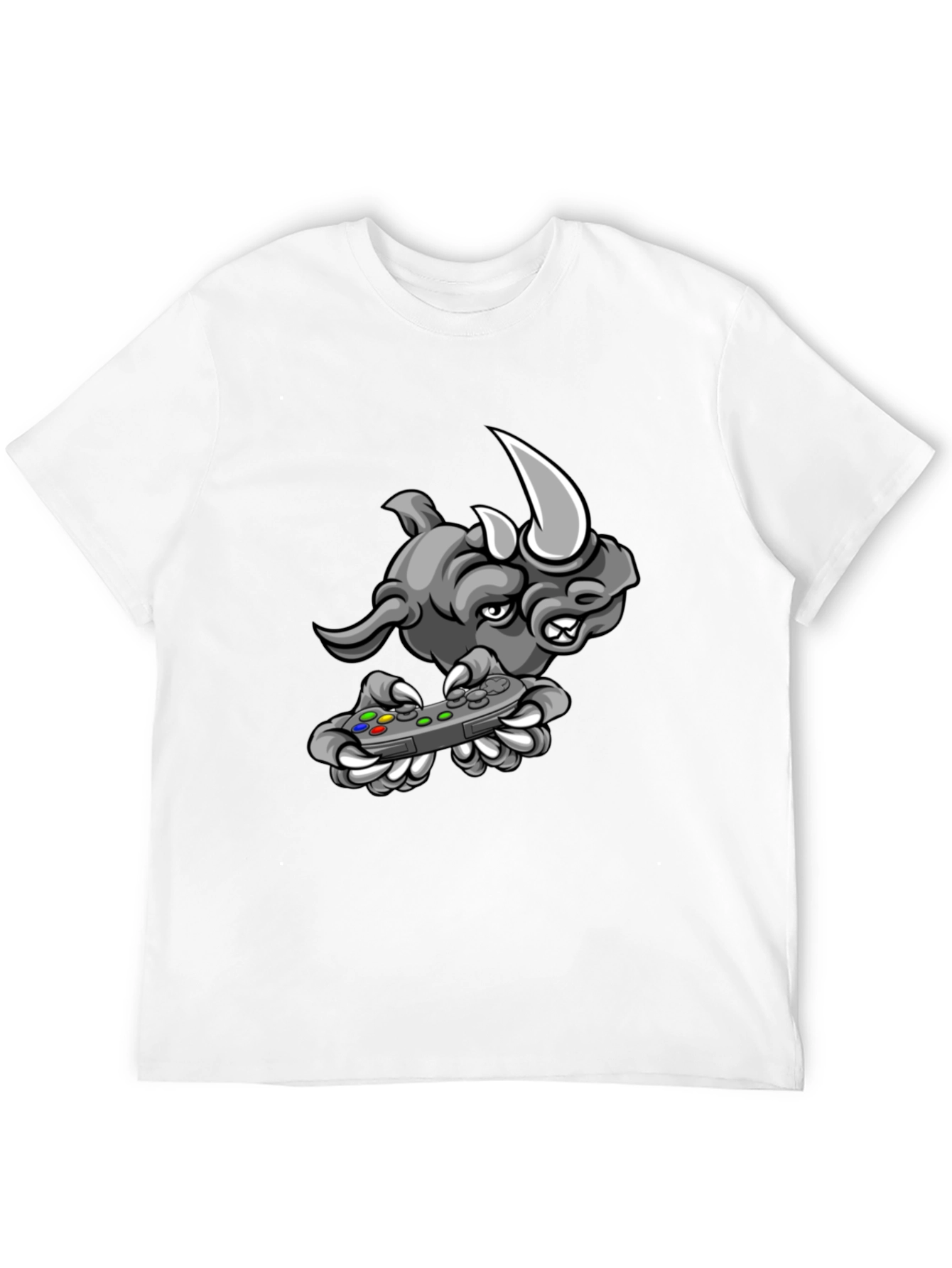 Gamer Rhino Graphic Tee - Black Cotton T-Shirt