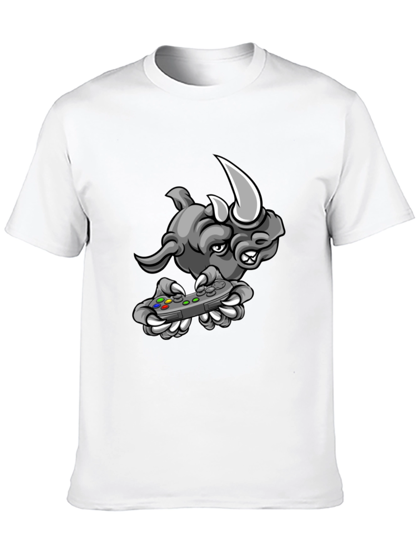 Gamer Rhino Graphic Tee - Black Cotton T-Shirt