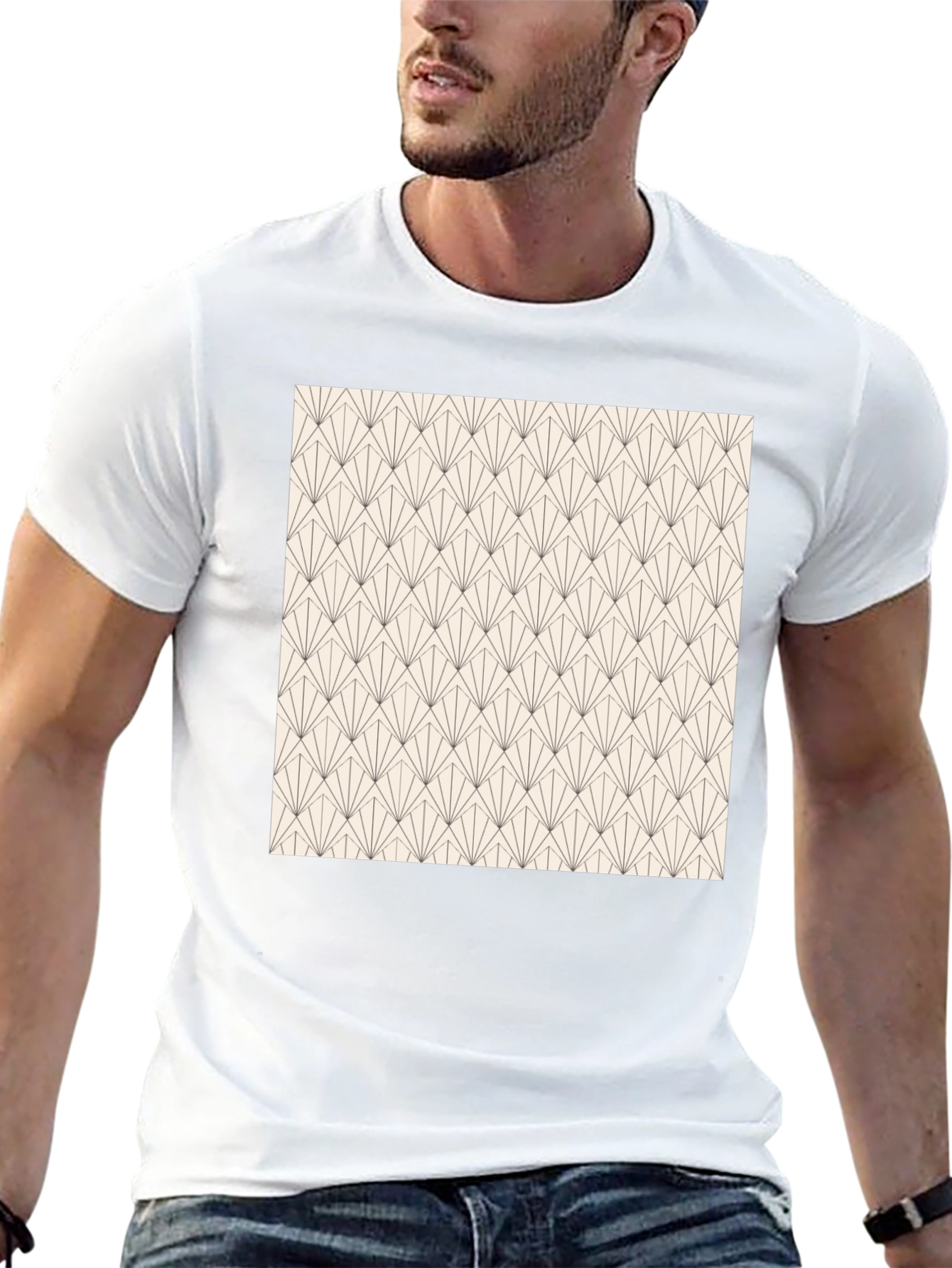 Geometric Art Deco Style Black T-Shirt