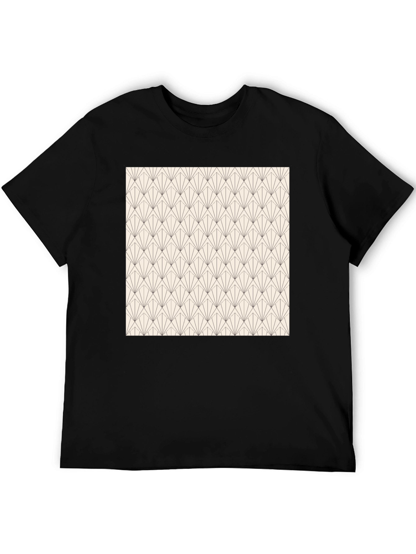 Geometric Art Deco Style Black T-Shirt