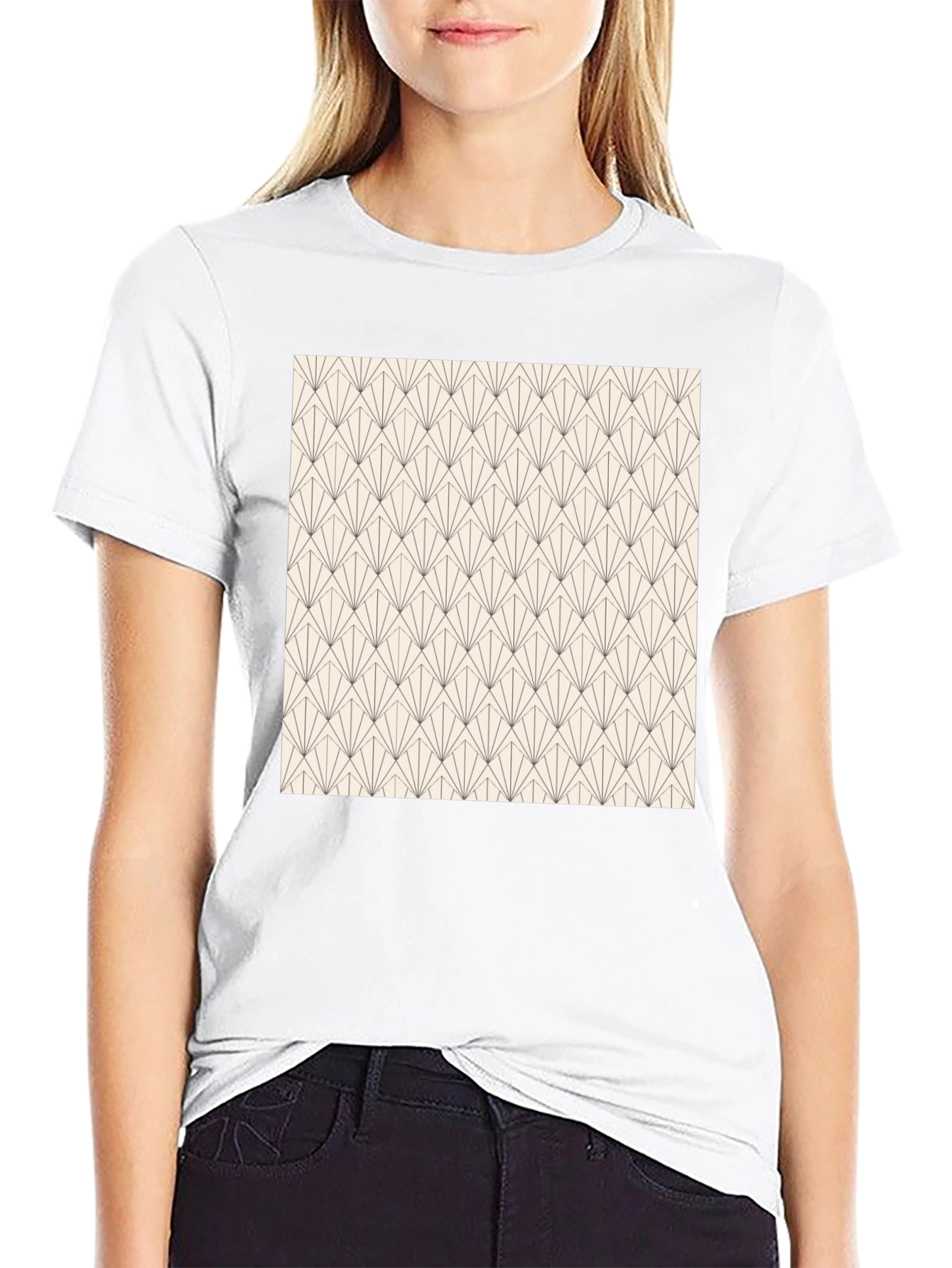 Geometric Art Deco Style Black T-Shirt