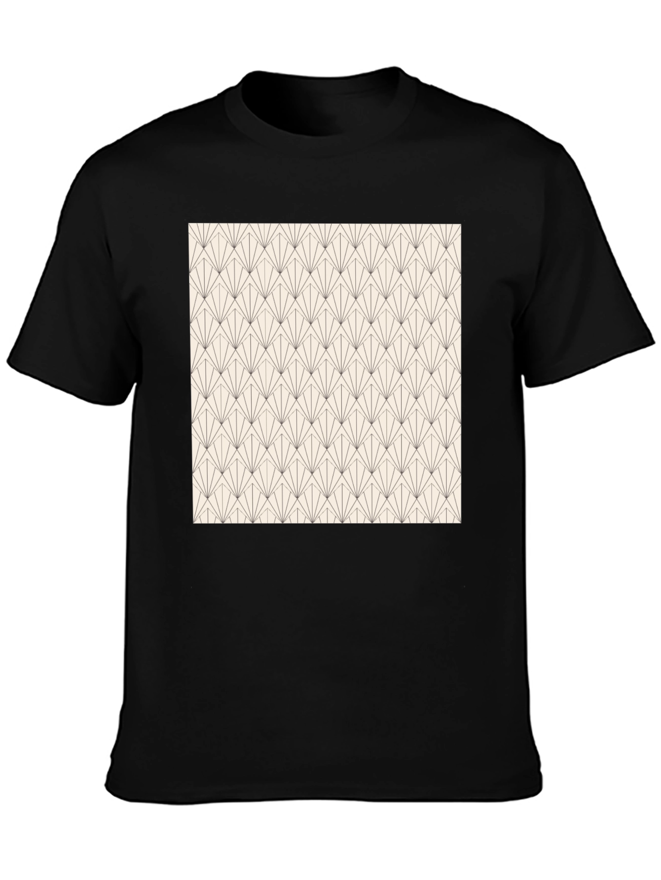 Geometric Art Deco Style Black T-Shirt