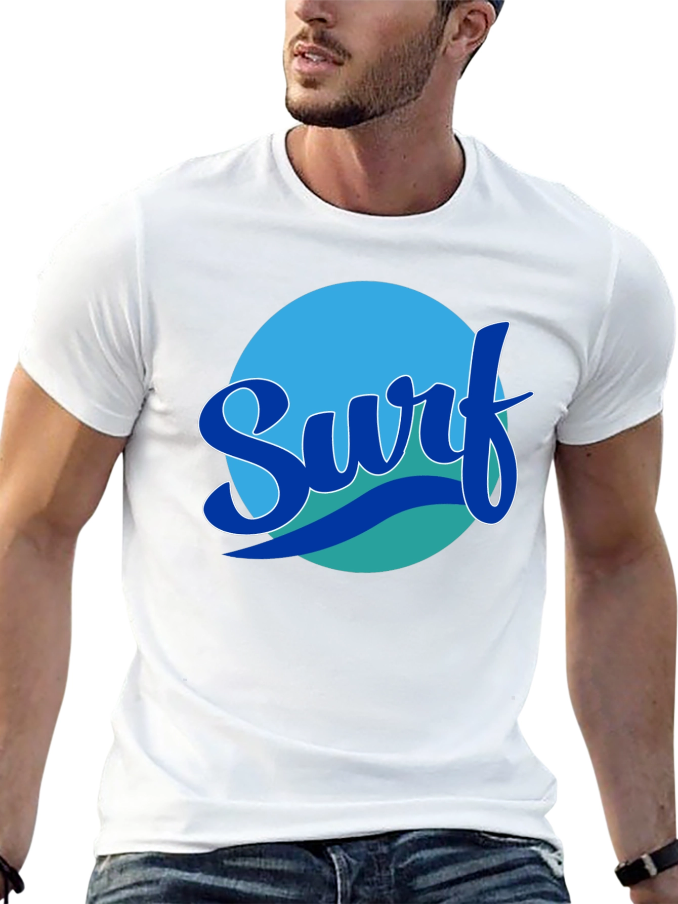 Surf Graphic Tee - Black Cotton T-Shirt