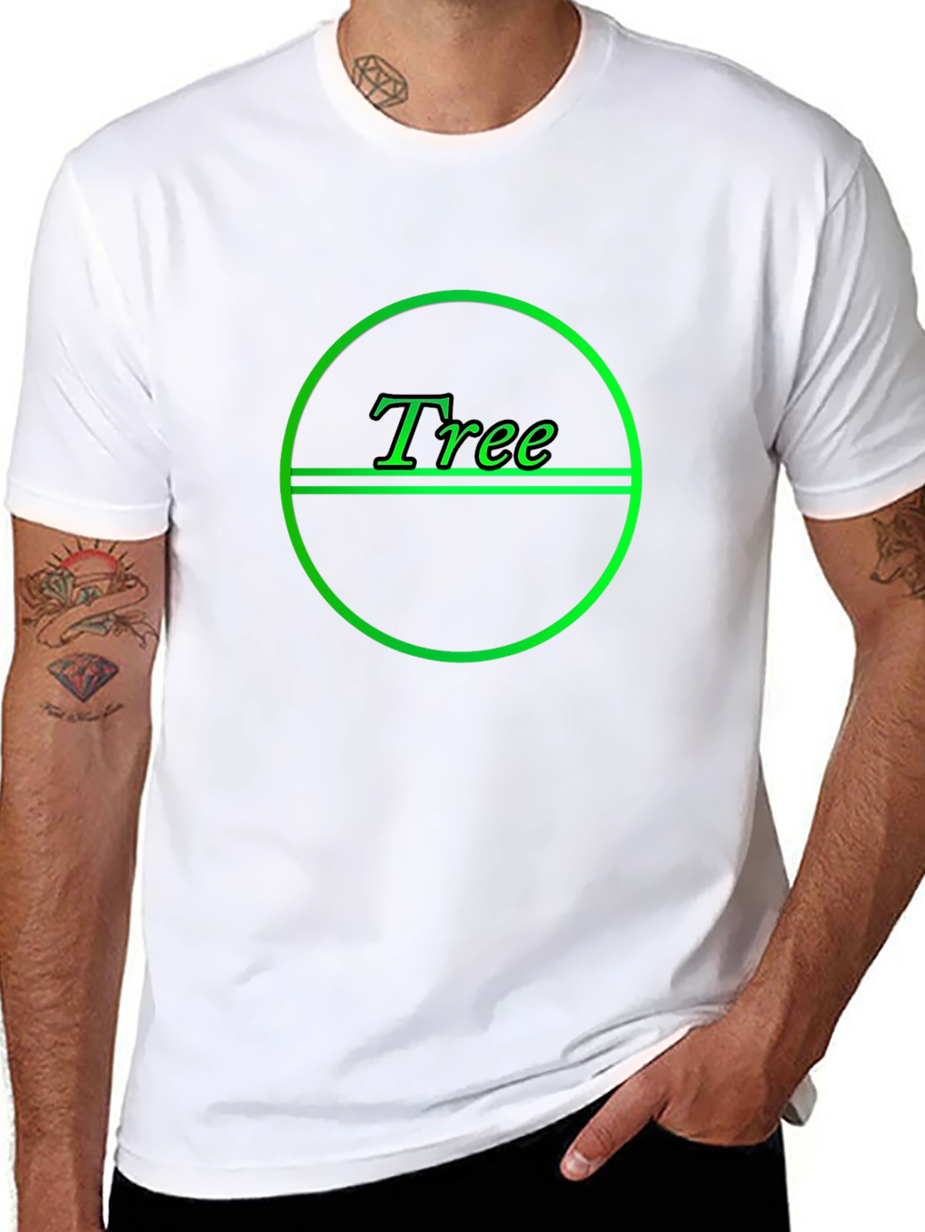 Green Tree Graphic T-Shirt - Black Casual Tee