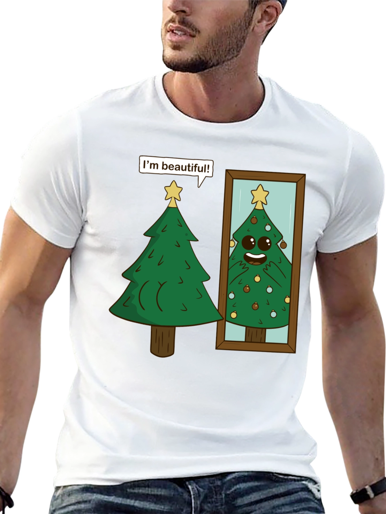 Funny Christmas Tree Im Beautiful Black T-Shirt