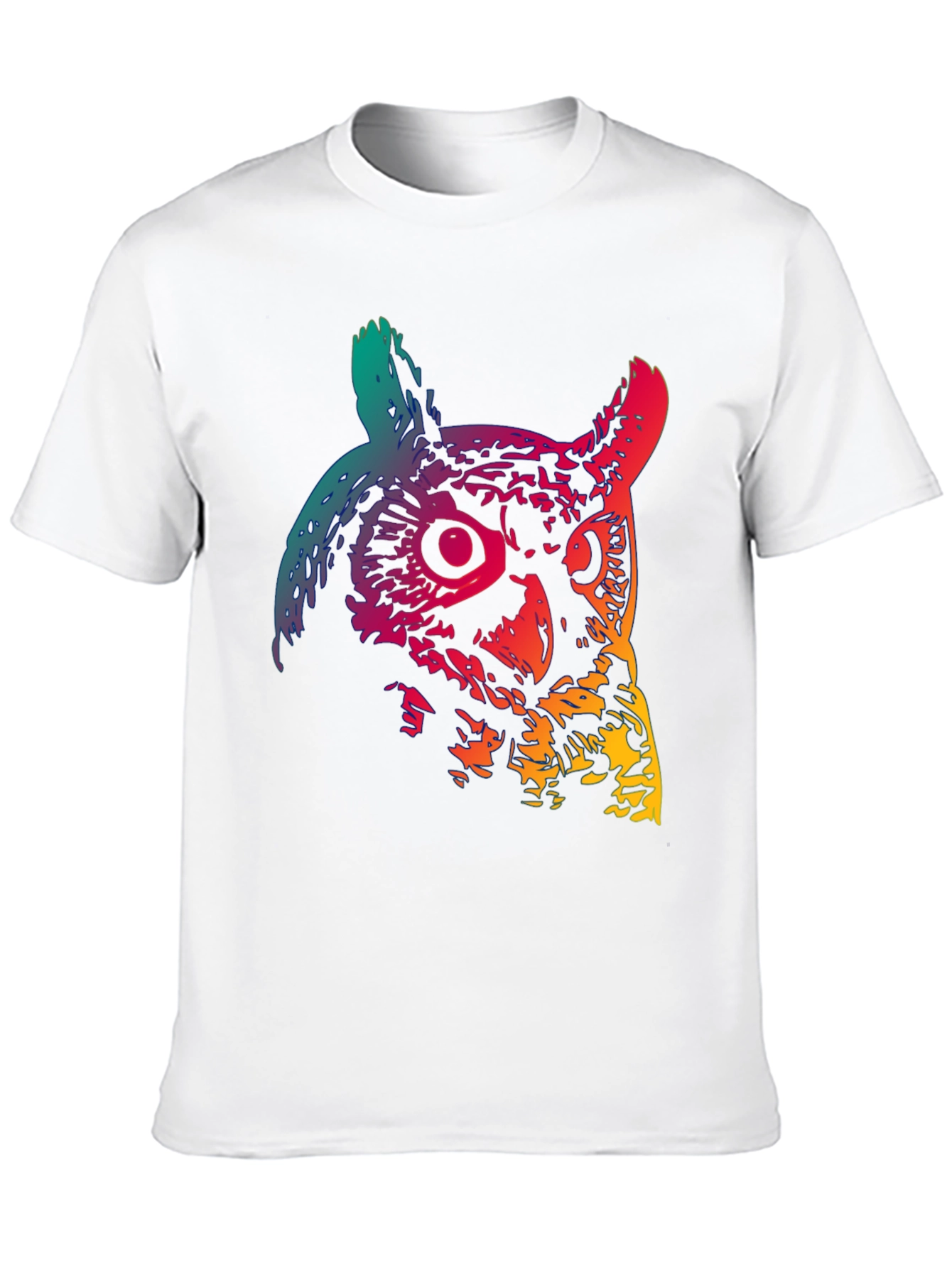 Rainbow Owl Graphic Print Black T-Shirt