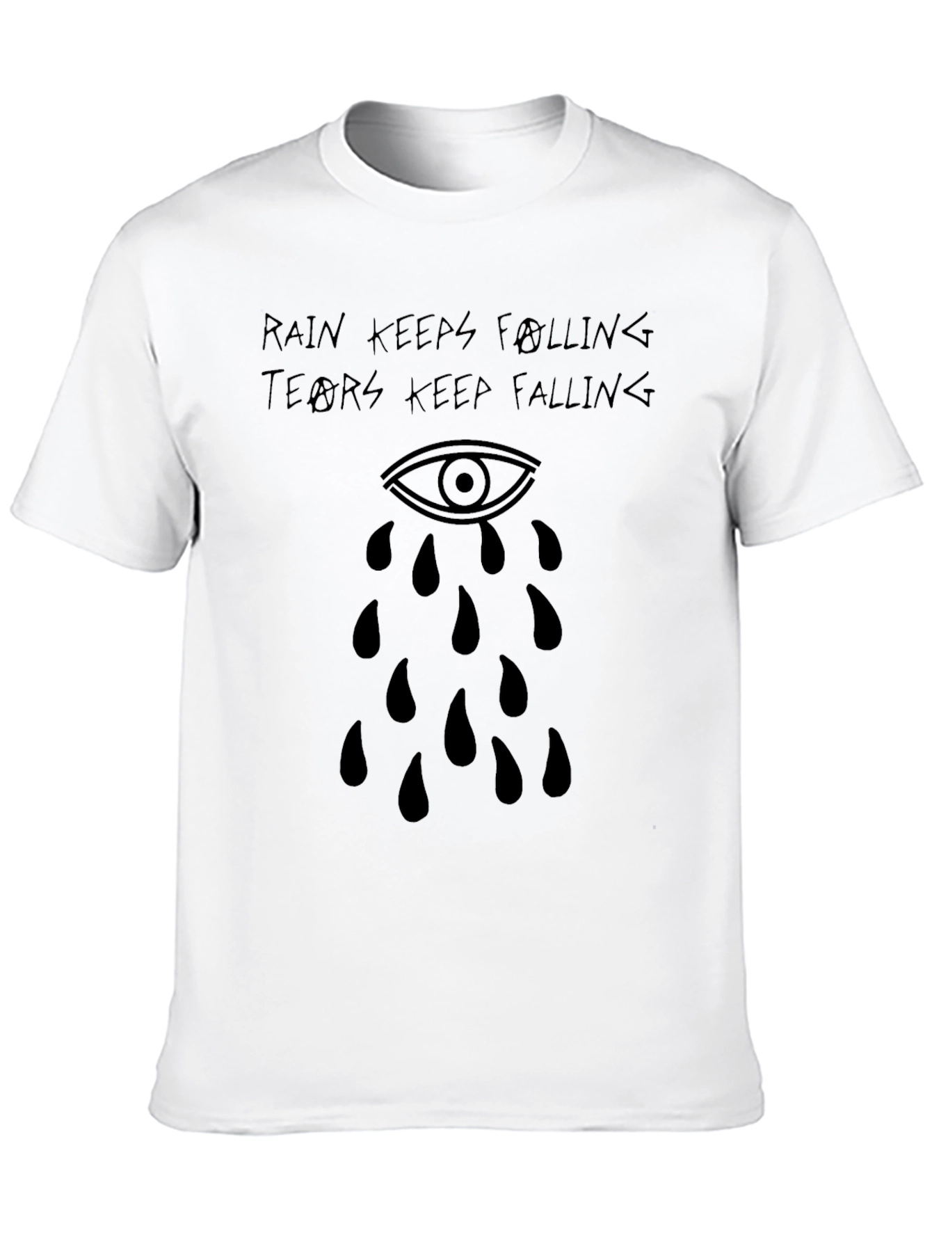 Rain Keeps Falling Black Graphic Tee
