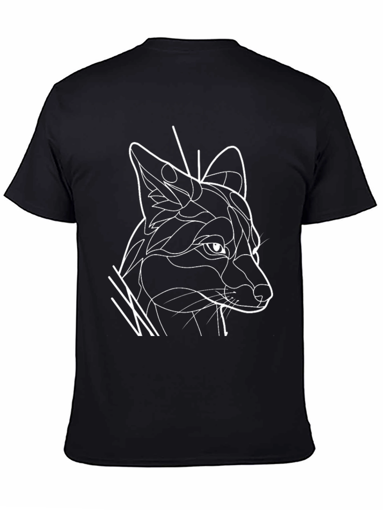Abstract Fox Line Art Graphic T-Shirt