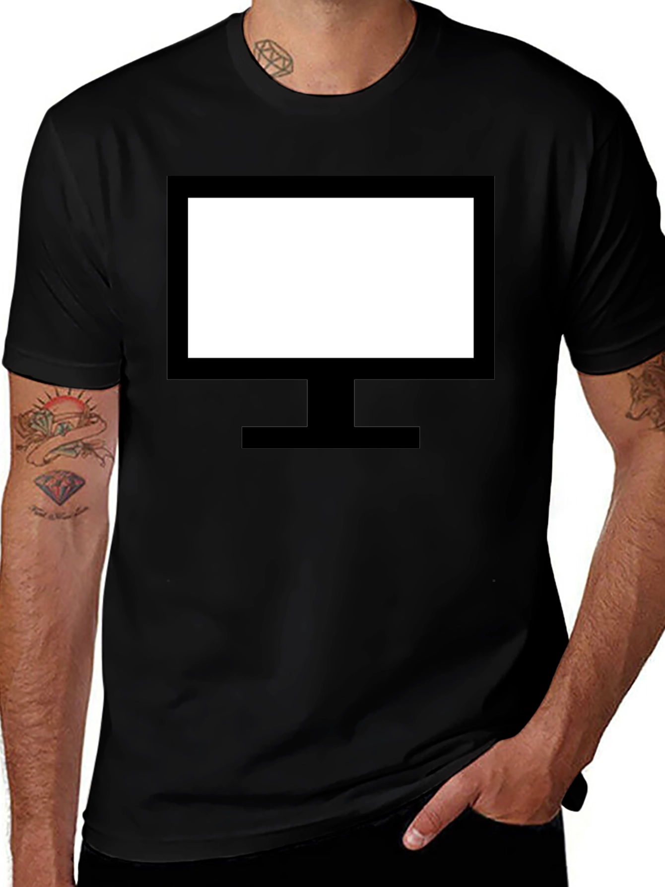 Graphic Tee - Computer Monitor Design Black Cotton