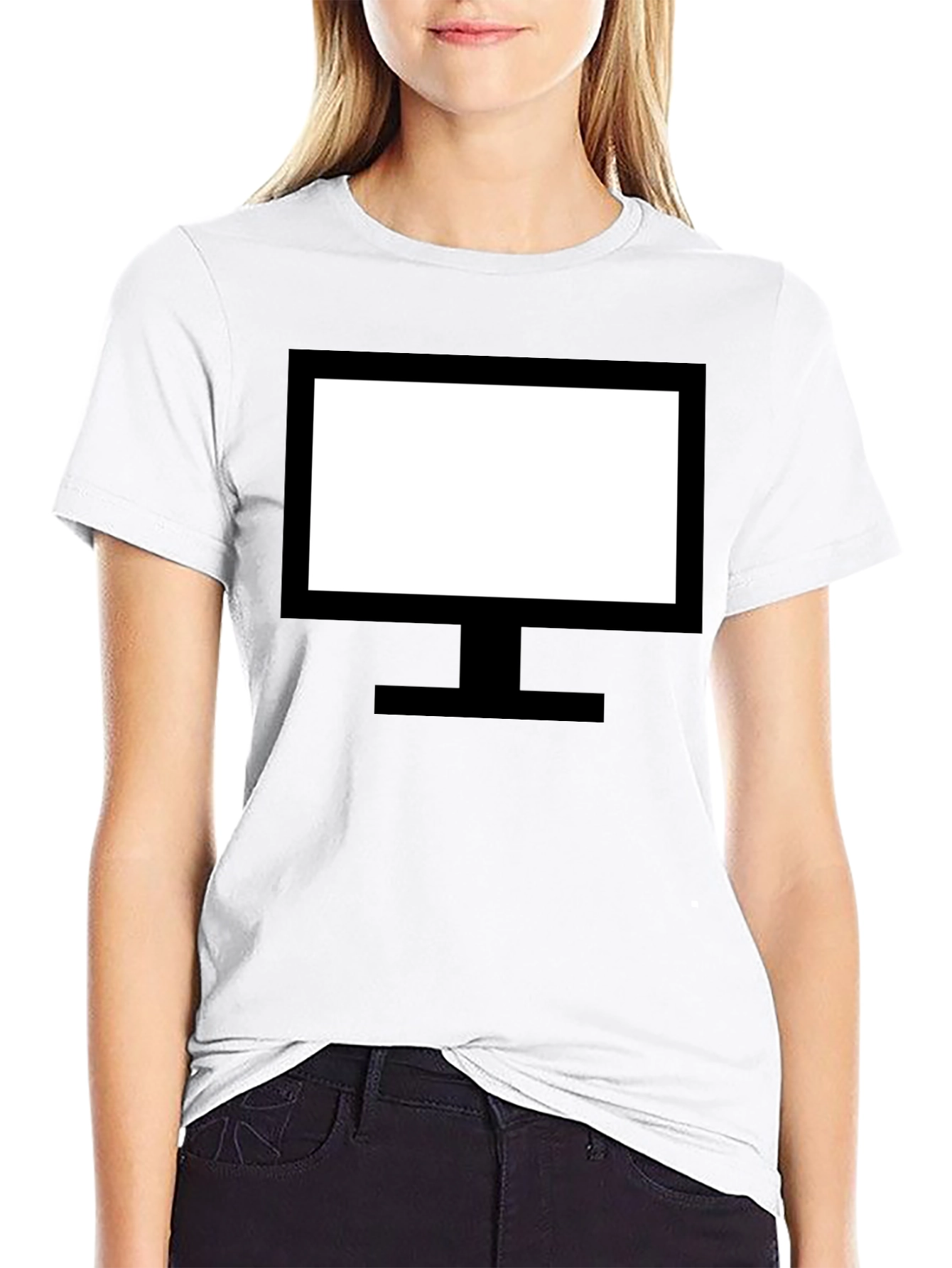 Graphic Tee - Computer Monitor Design Black Cotton
