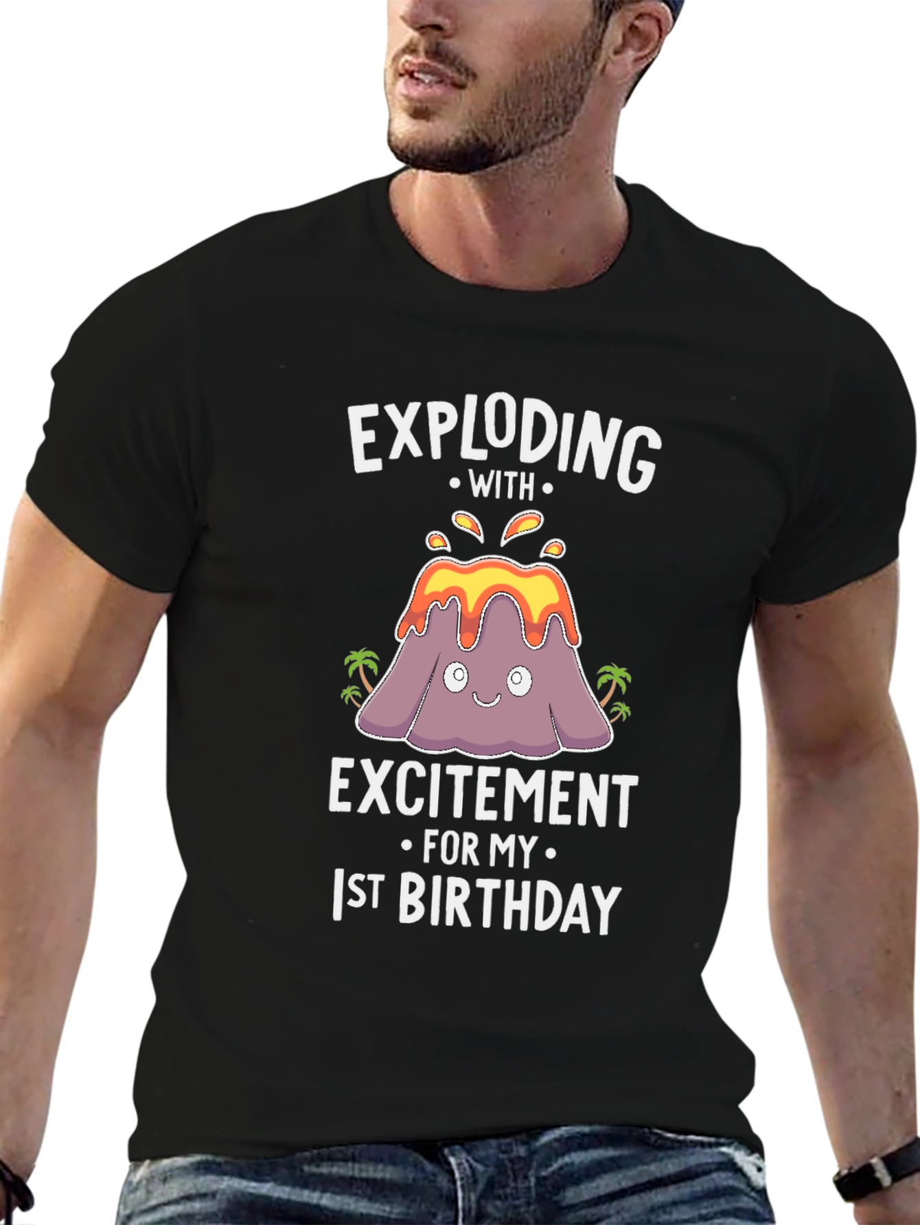Exploding with Excitement 1st Birthday Volcano T-Shirt