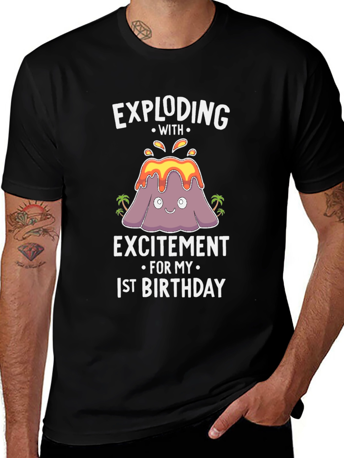 Exploding with Excitement 1st Birthday Volcano T-Shirt