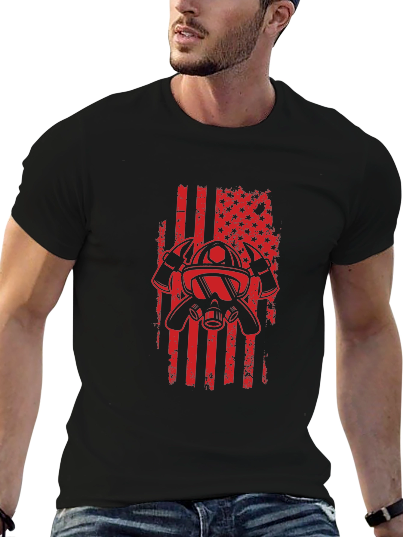 Firefighter Flag Graphic T-Shirt