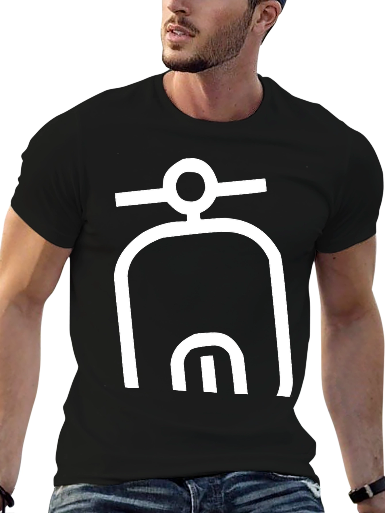 Abstract Symbol Graphic Tee - Modern Black T-Shirt