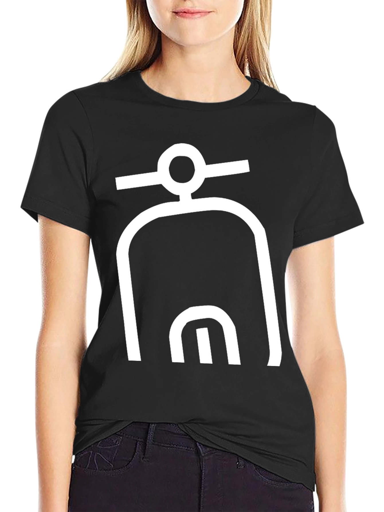 Abstract Symbol Graphic Tee - Modern Black T-Shirt