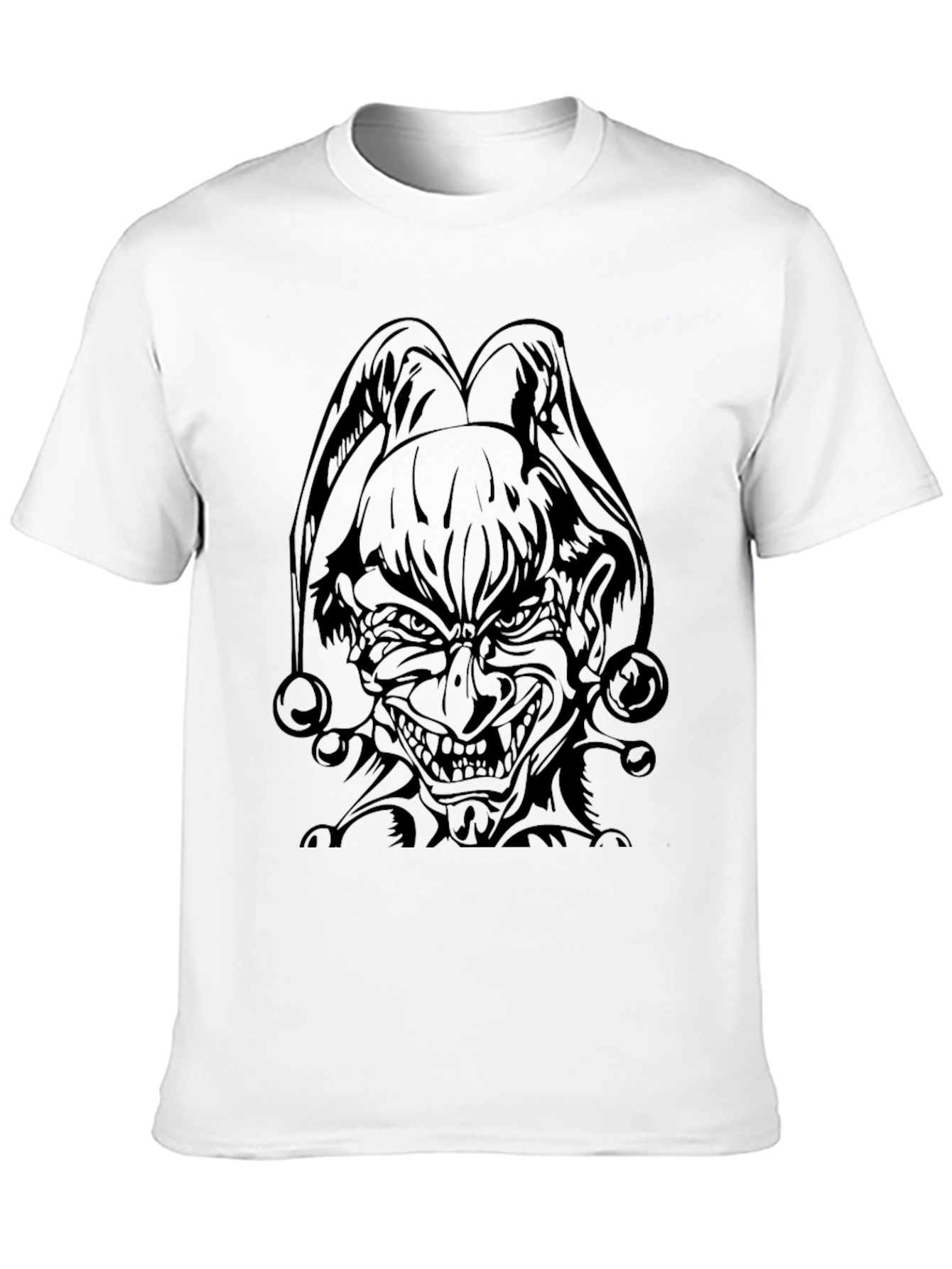Mens Black Graphic Tee - Evil Jester Design