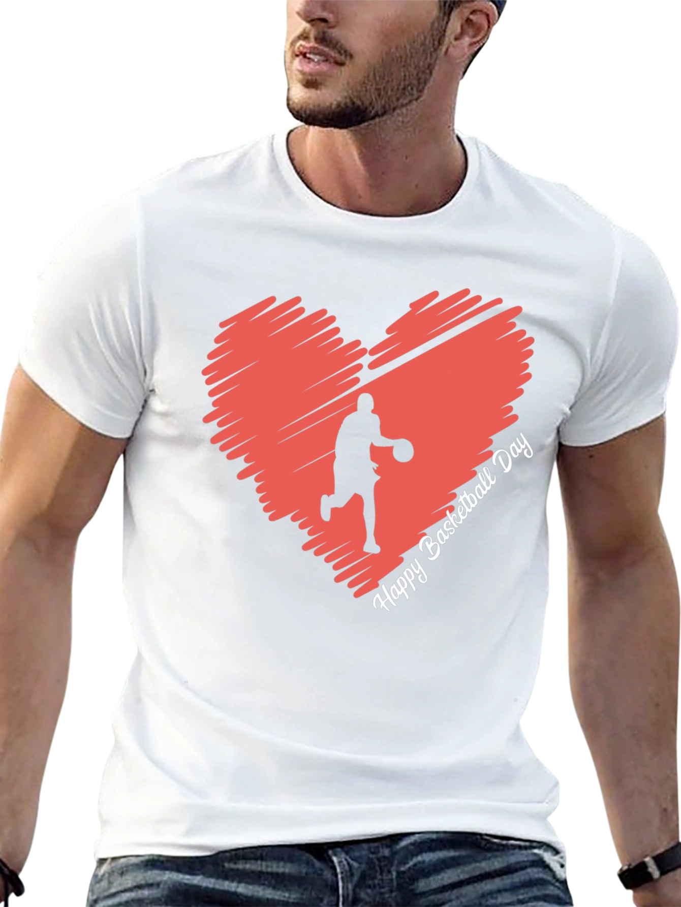 Basketball Day Heart Graphic T-Shirt