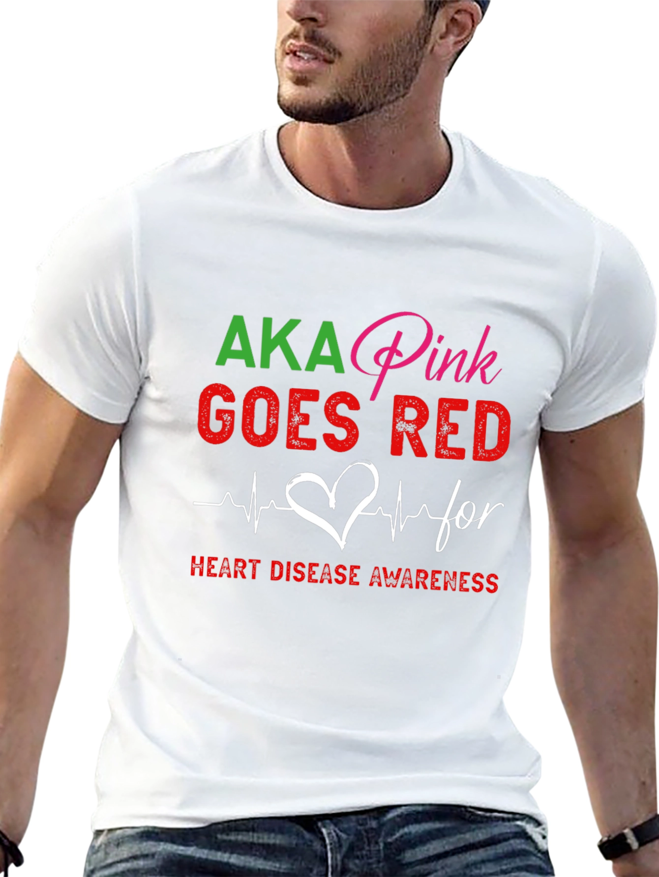 AKA Pink Goes Red Heart Disease Awareness T-Shirt