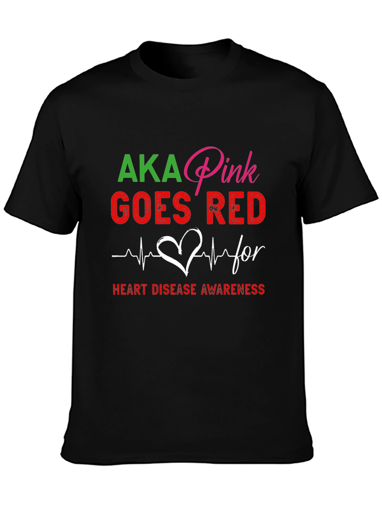AKA Pink Goes Red Heart Disease Awareness T-Shirt