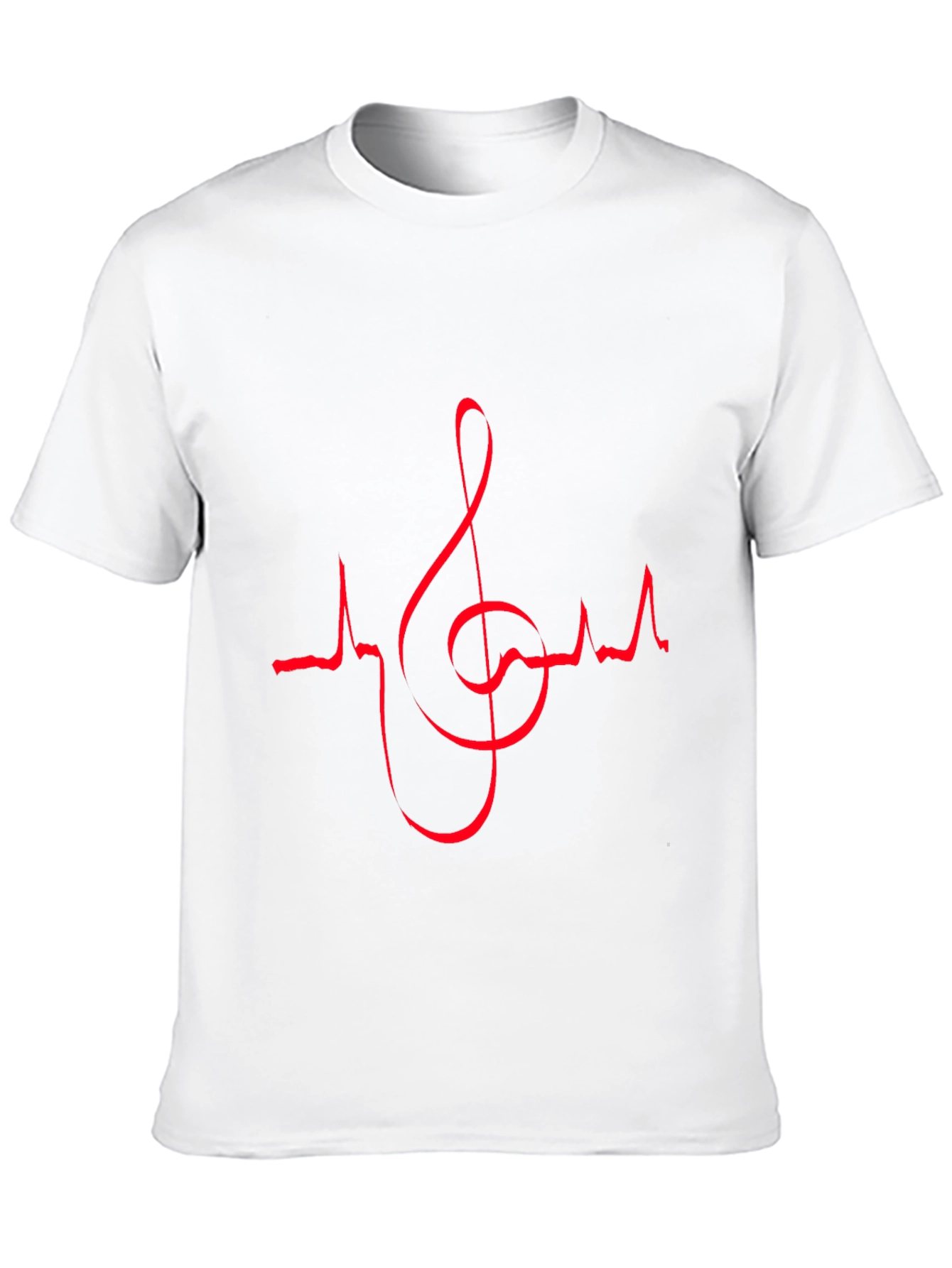 Music Lovers Black T-Shirt with Red Heartbeat Treble Clef