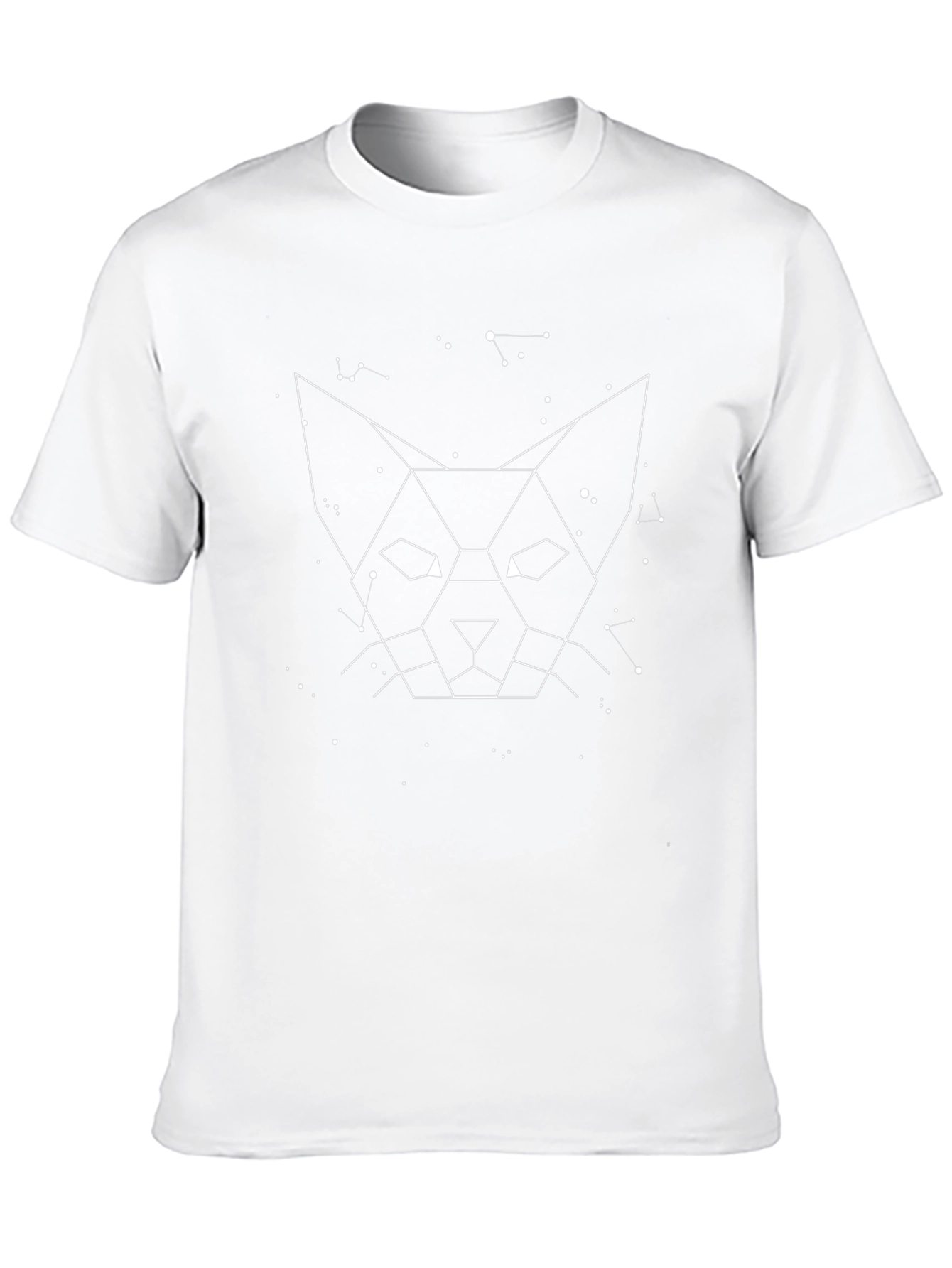 Geometric Cat Constellation Graphic Tee - Black