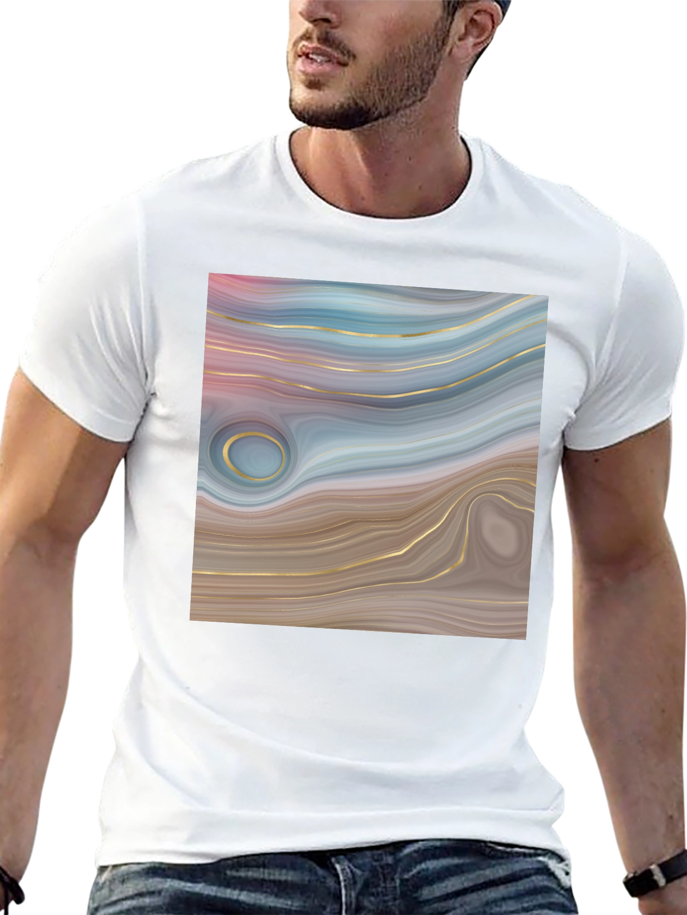 Abstract Swirl Graphic Tee - Trendy Style