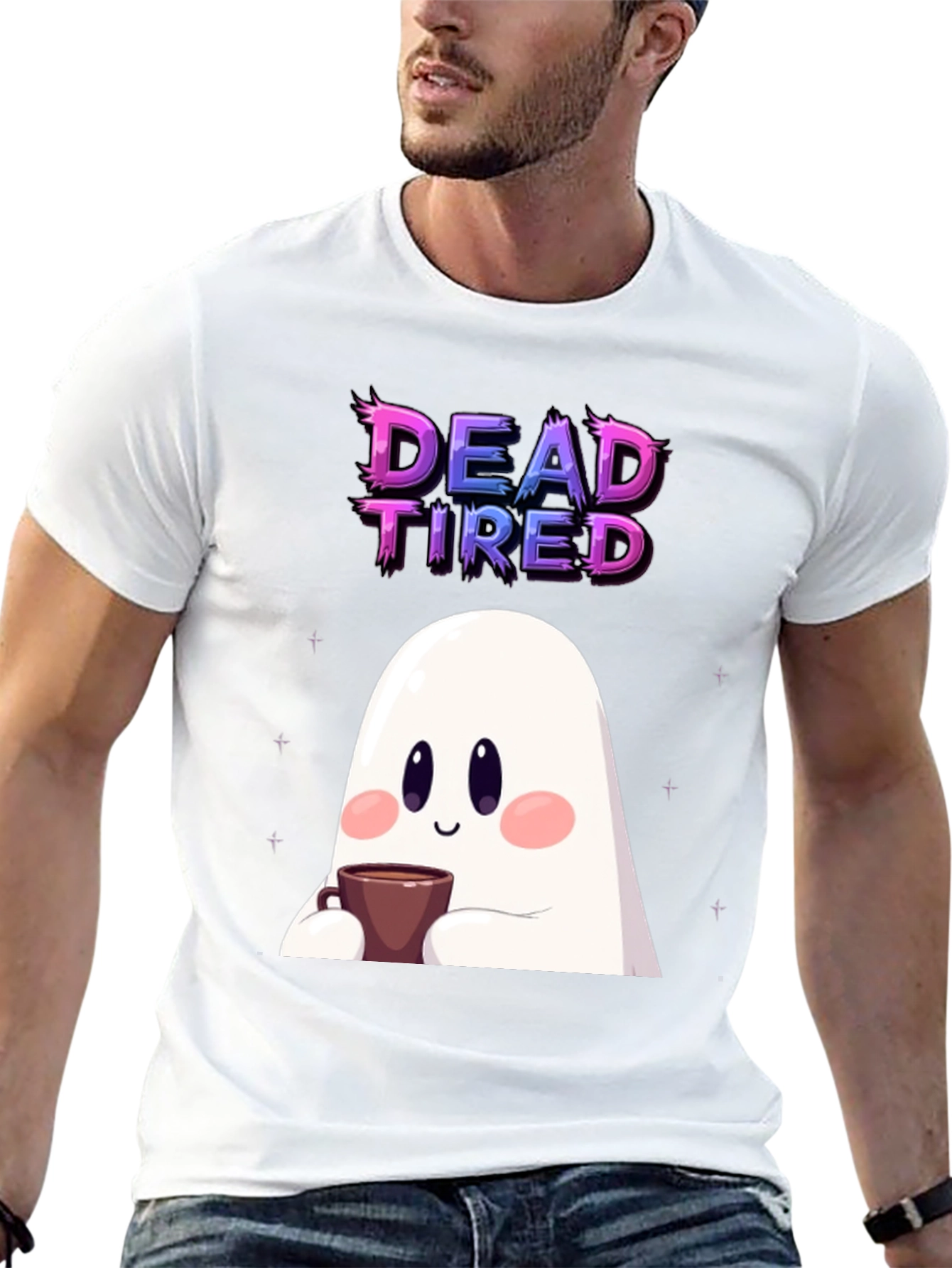 Dead Tired Ghost T-Shirt - Coffee Lover Tee
