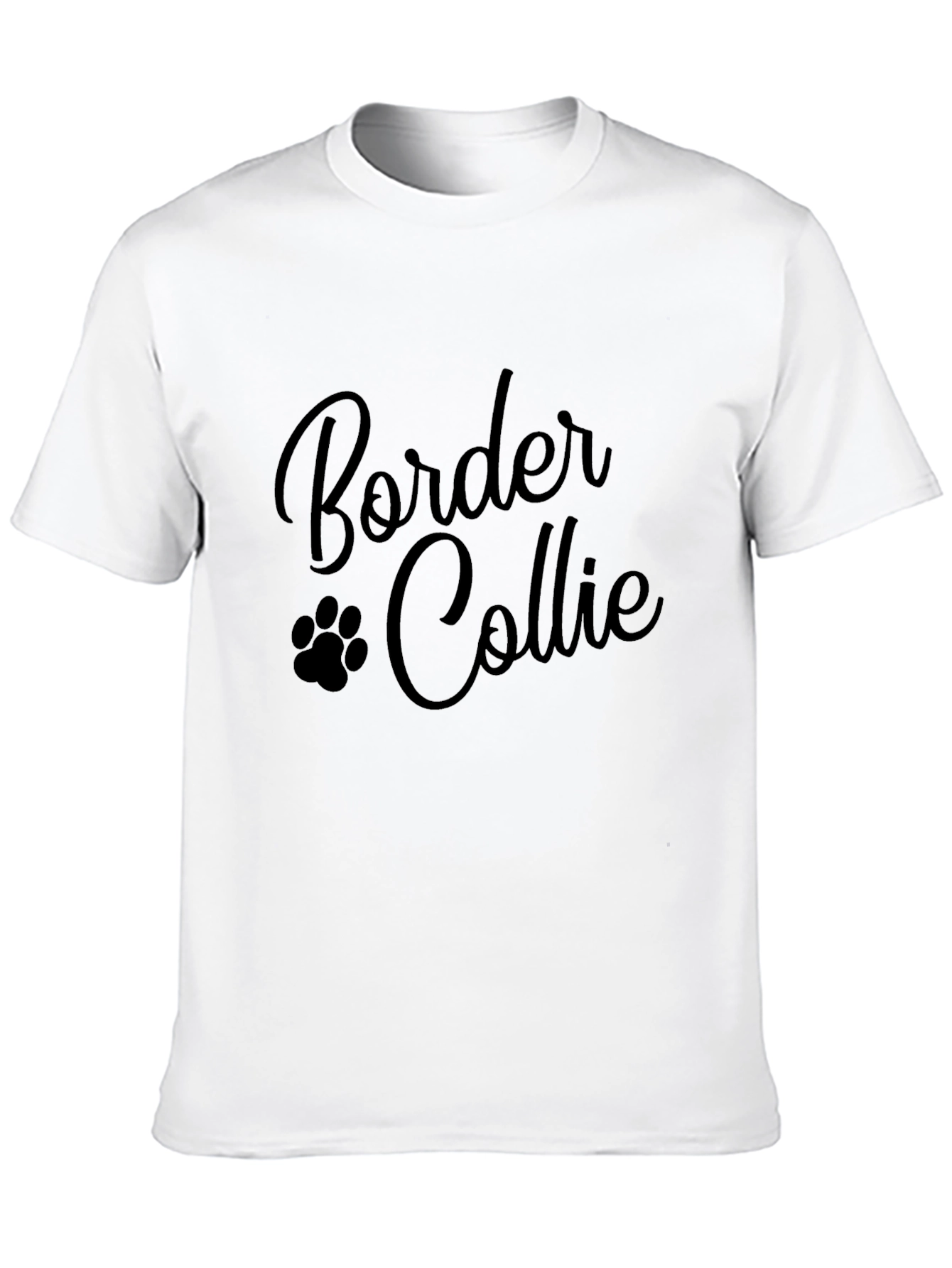 Border Collie Paw Print Black T-Shirt