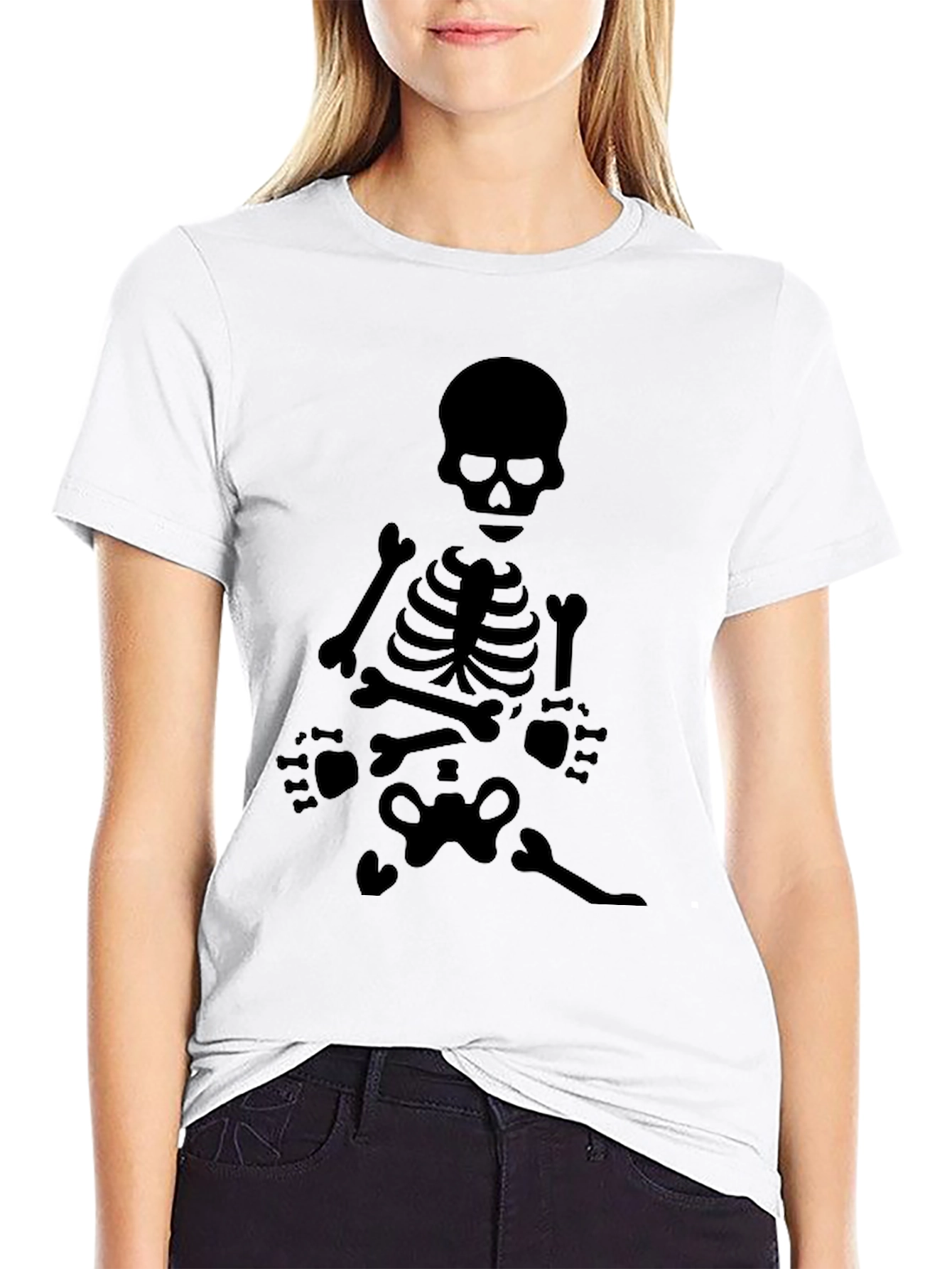 Skeleton Graphic Tee - Black Crew Neck