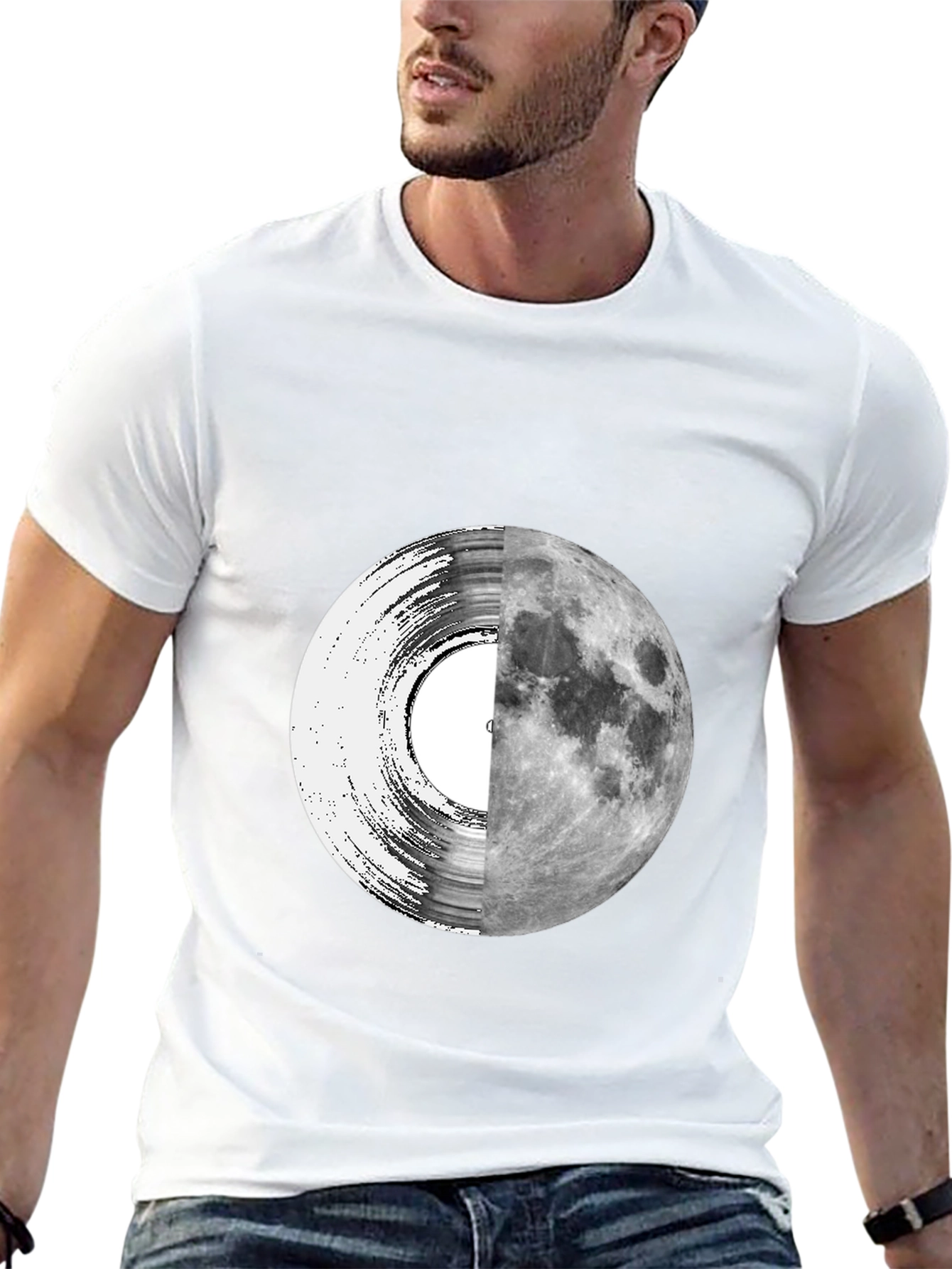 Vinyl Moon Graphic Tee - Unique Music Lover Shirt