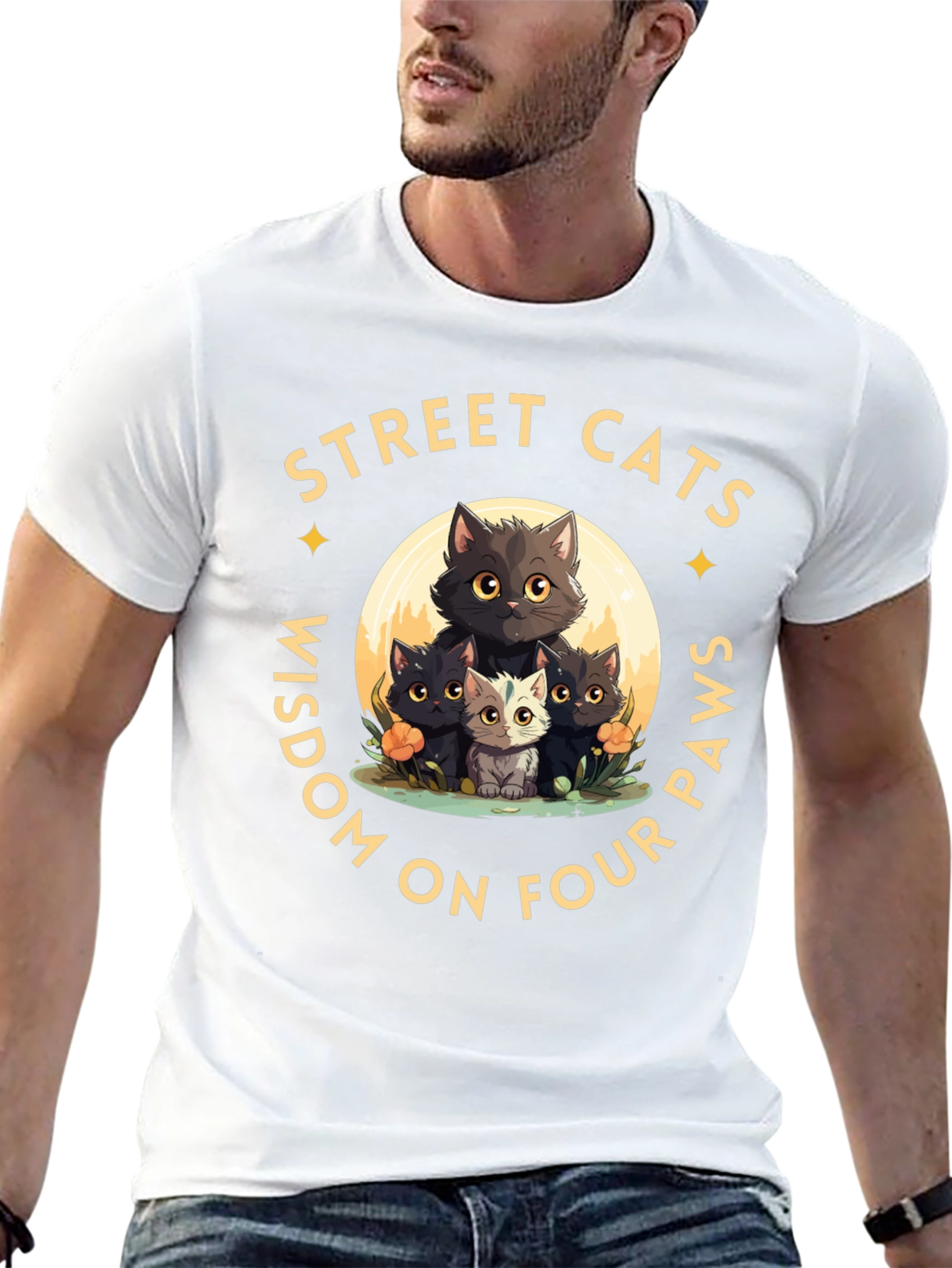 Street Cats Wisdom Graphic T-Shirt