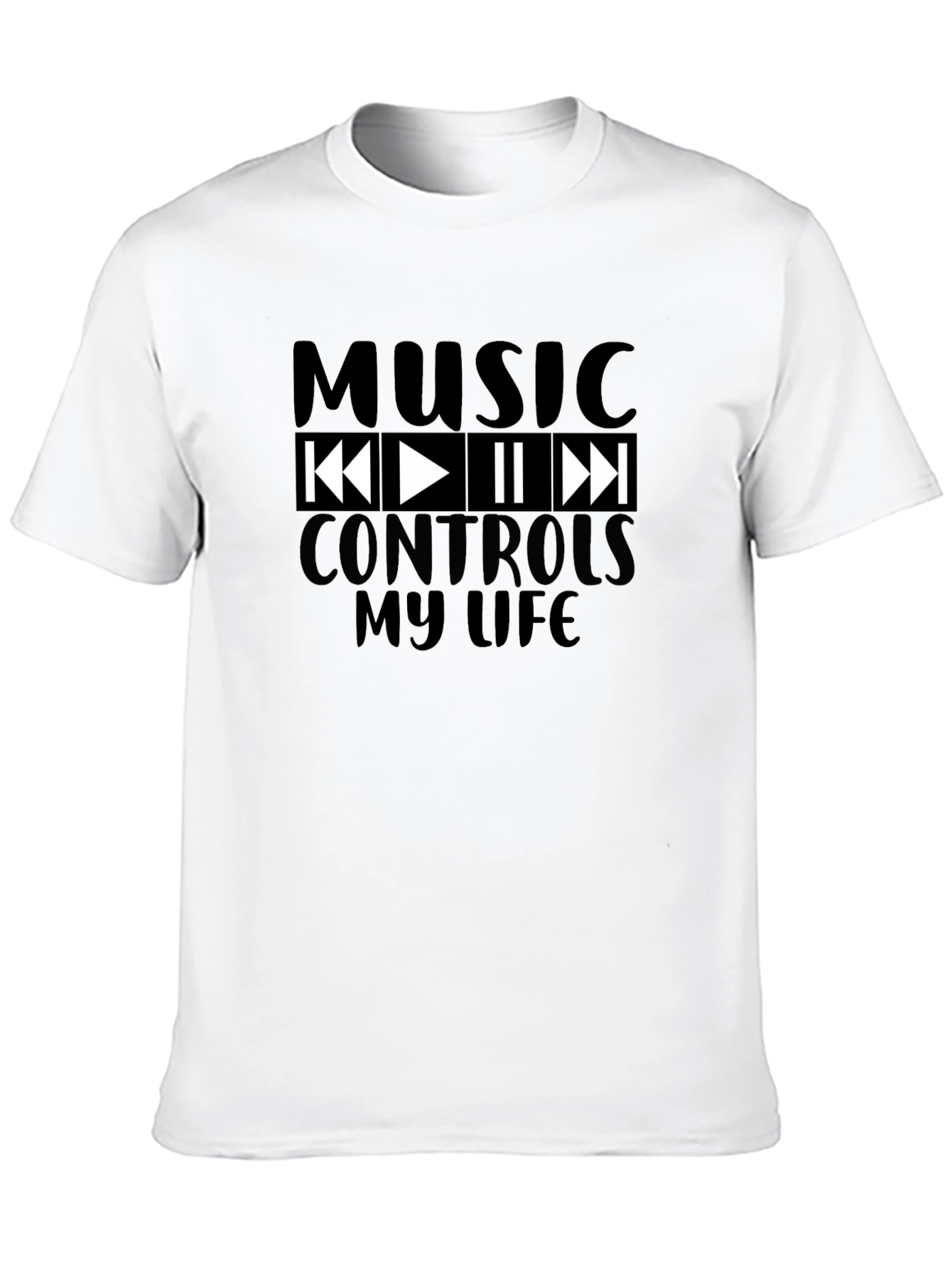 Music Controls My Life Black Graphic T-Shirt