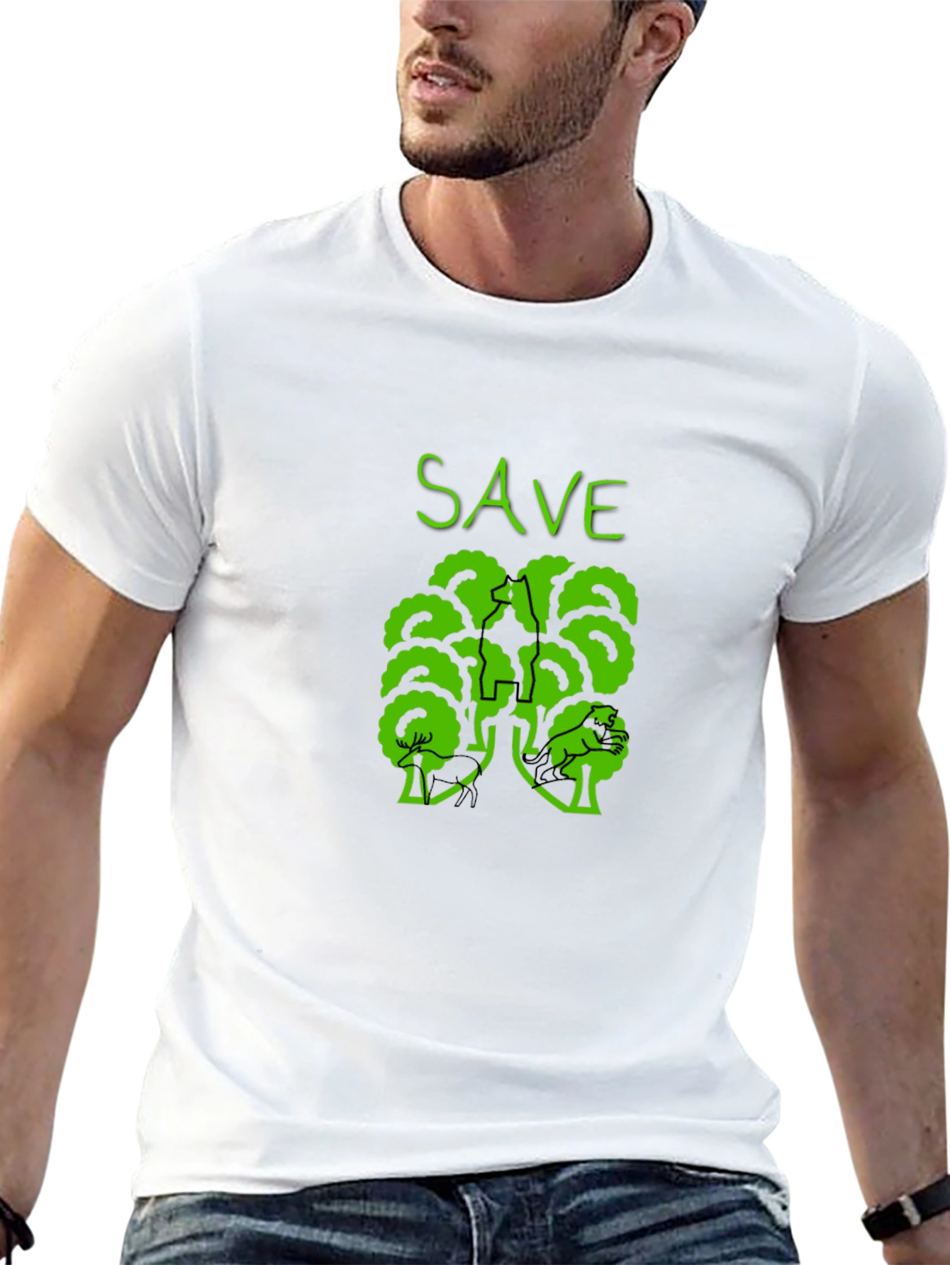 Eco-Friendly Save Trees Graphic Tee - Black