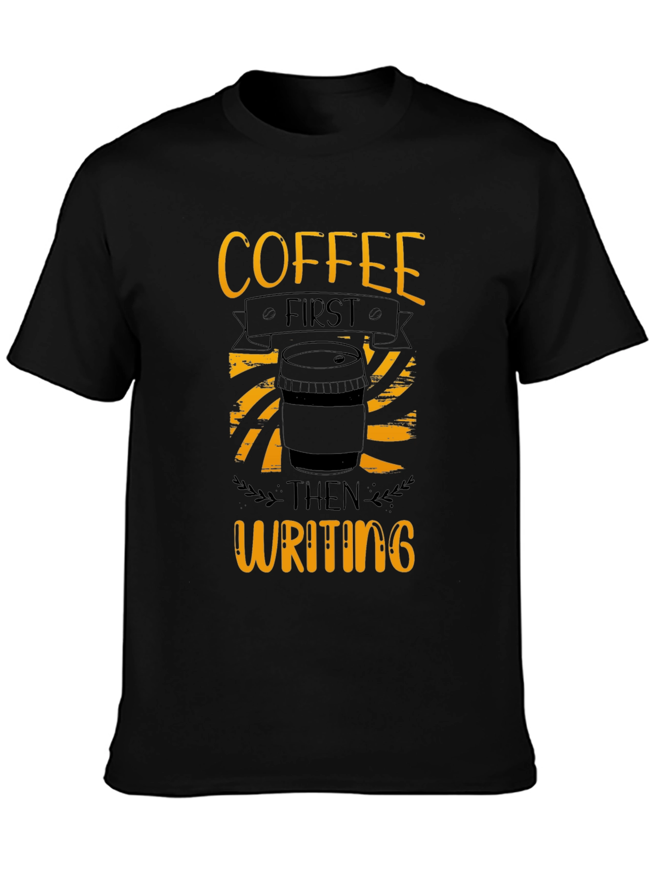 Coffee First Writing T-Shirt - Black