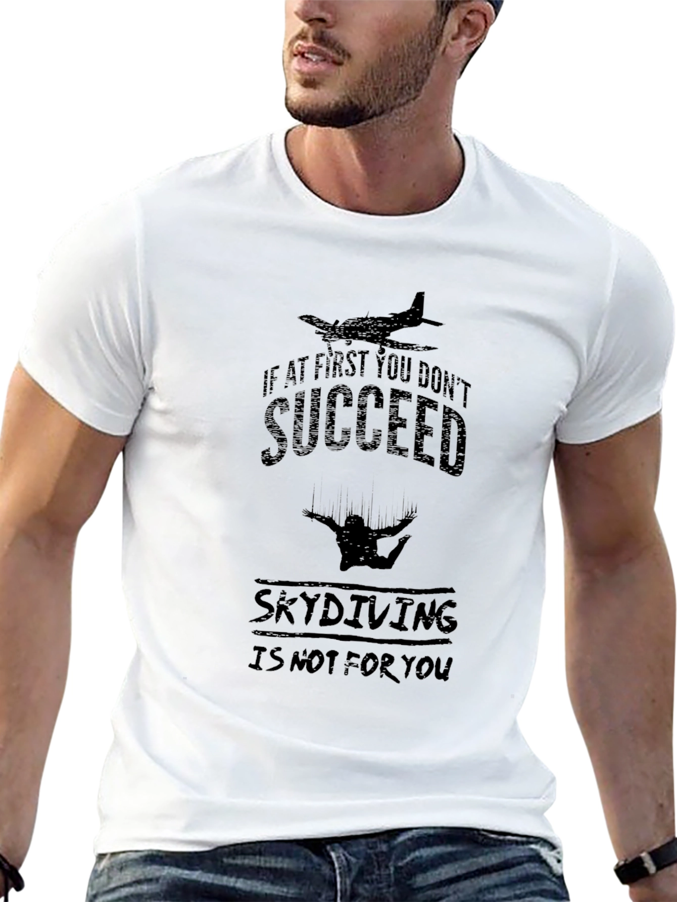 Skydiving Humor Graphic Black Tee